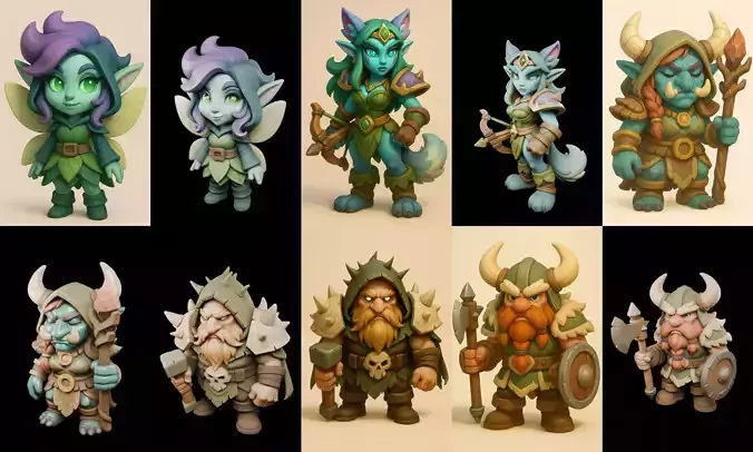 Role Play Fantasy Character bundle 41 pack 100 glb