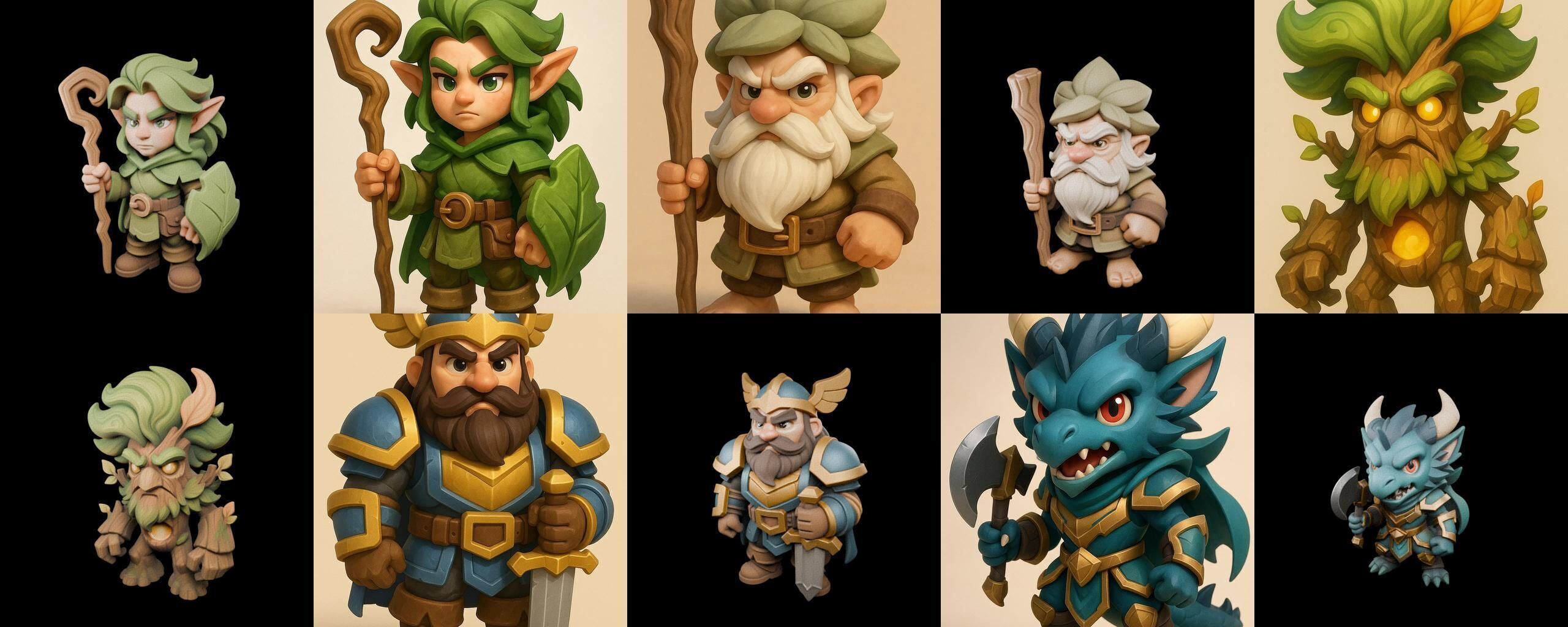 Role Play Fantasy Character bundle 40 pack 100 glb Low-poly 3D model_8