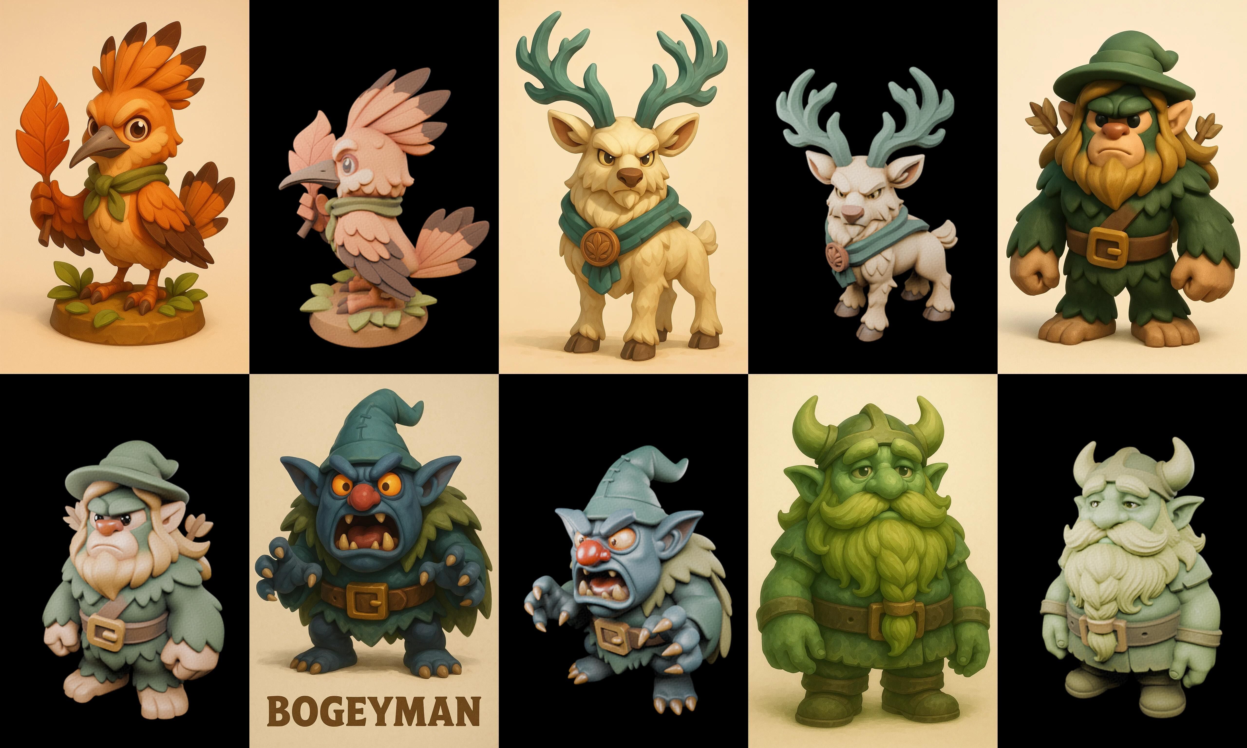 Role Play Fantasy Character bundle 40 pack 100 glb Low-poly 3D model_7
