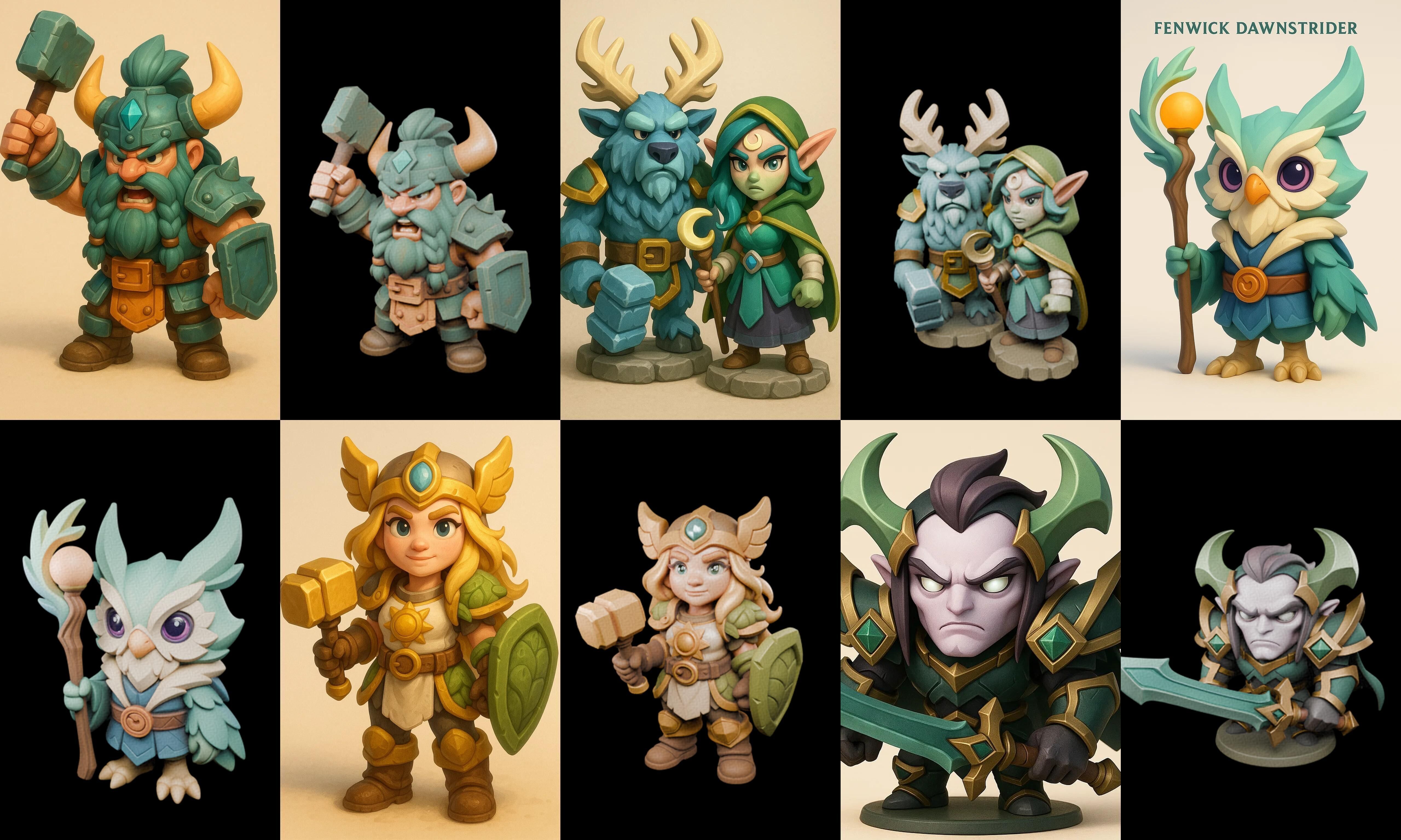 Role Play Fantasy Character bundle 40 pack 100 glb Low-poly 3D model_2