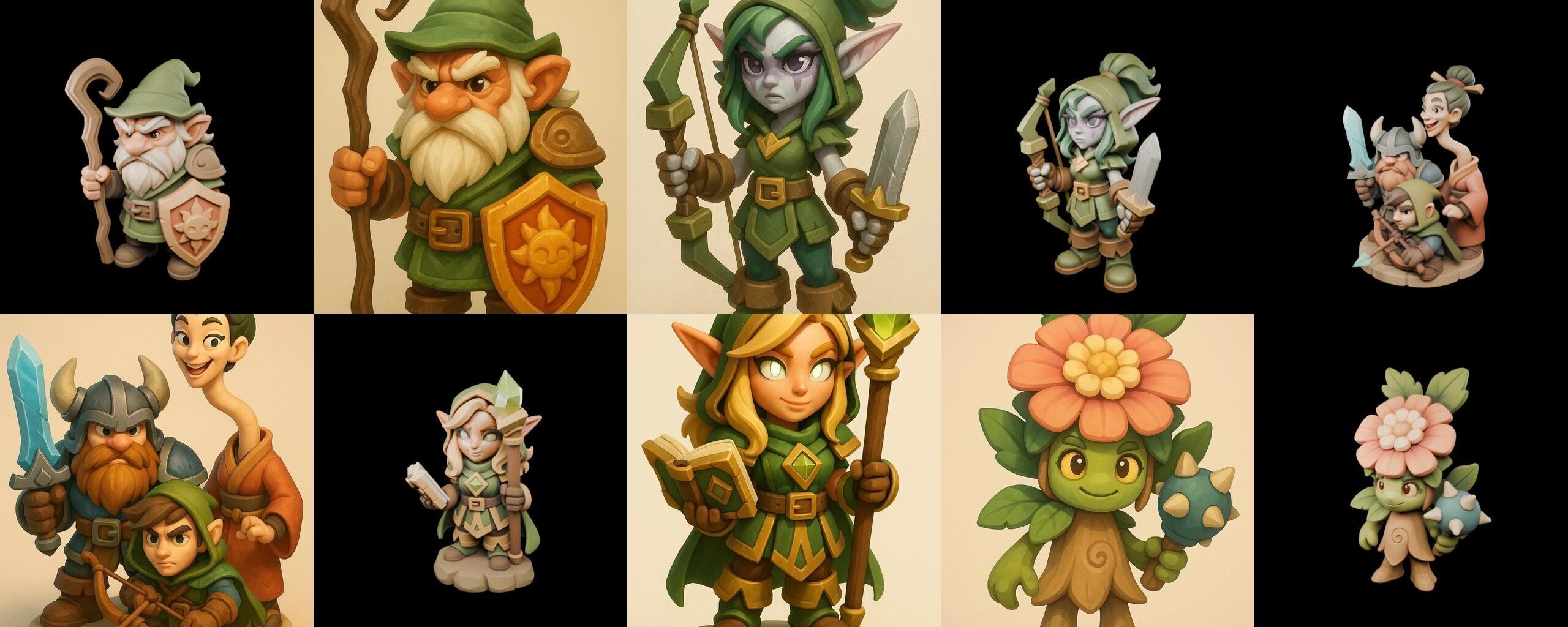 Role Play Fantasy Character bundle 40 pack 100 glb Low-poly 3D model_5