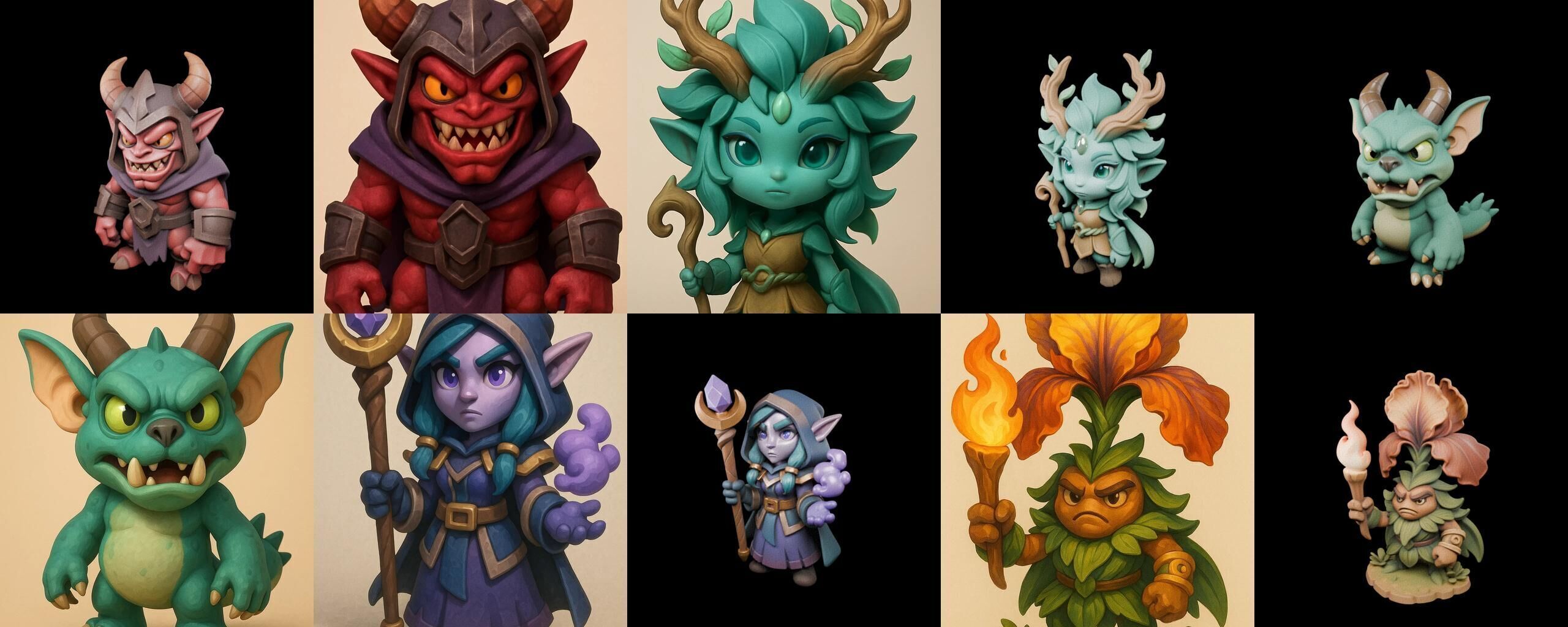 Role Play Fantasy Character bundle 40 pack 100 glb Low-poly 3D model_15