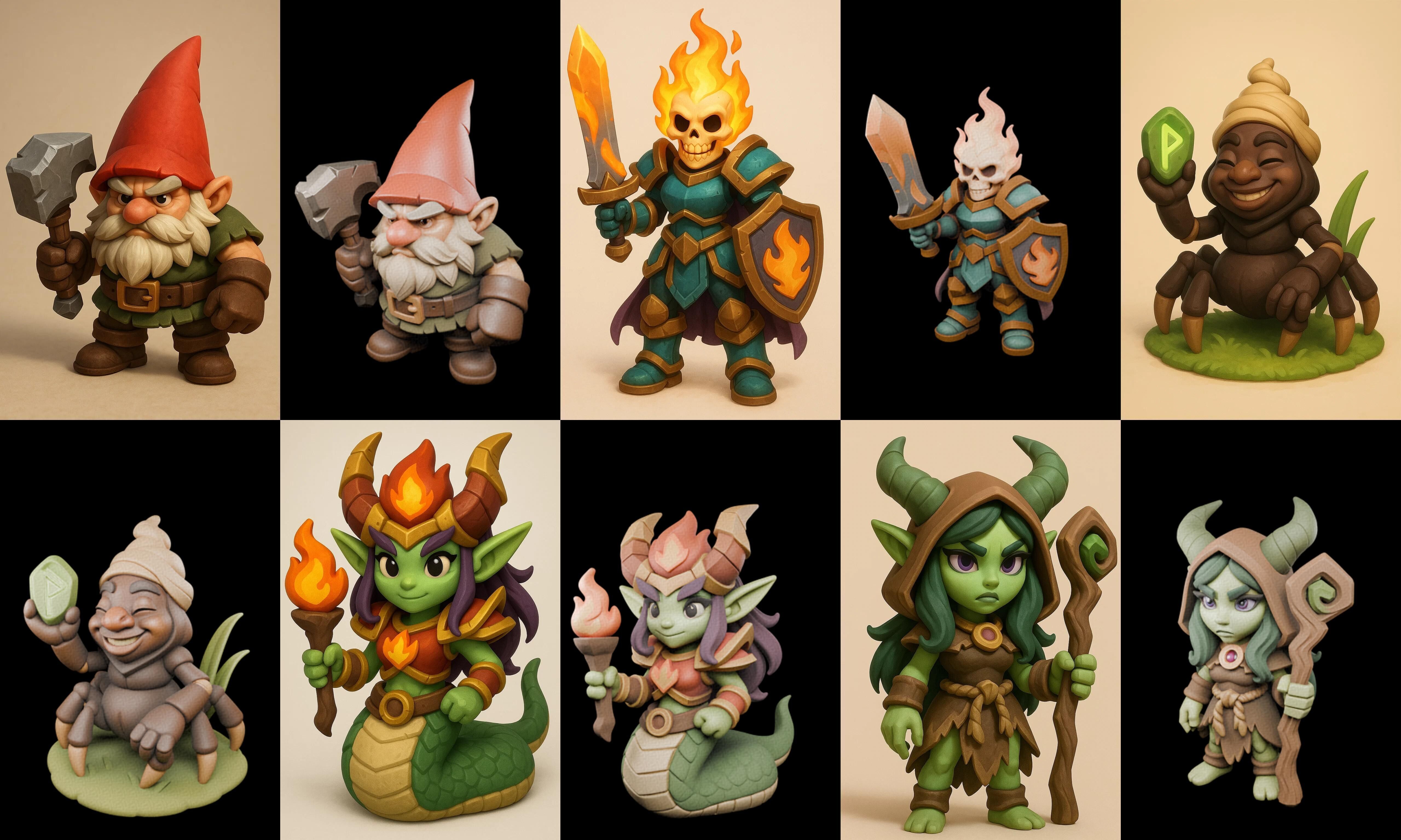 Role Play Fantasy Character bundle 40 pack 100 glb Low-poly 3D model_19