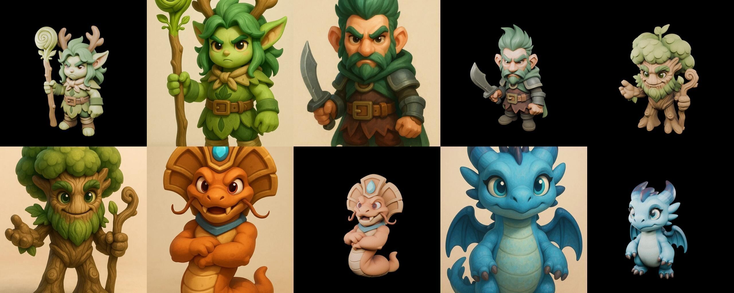 Role Play Fantasy Character bundle 40 pack 100 glb Low-poly 3D model_9