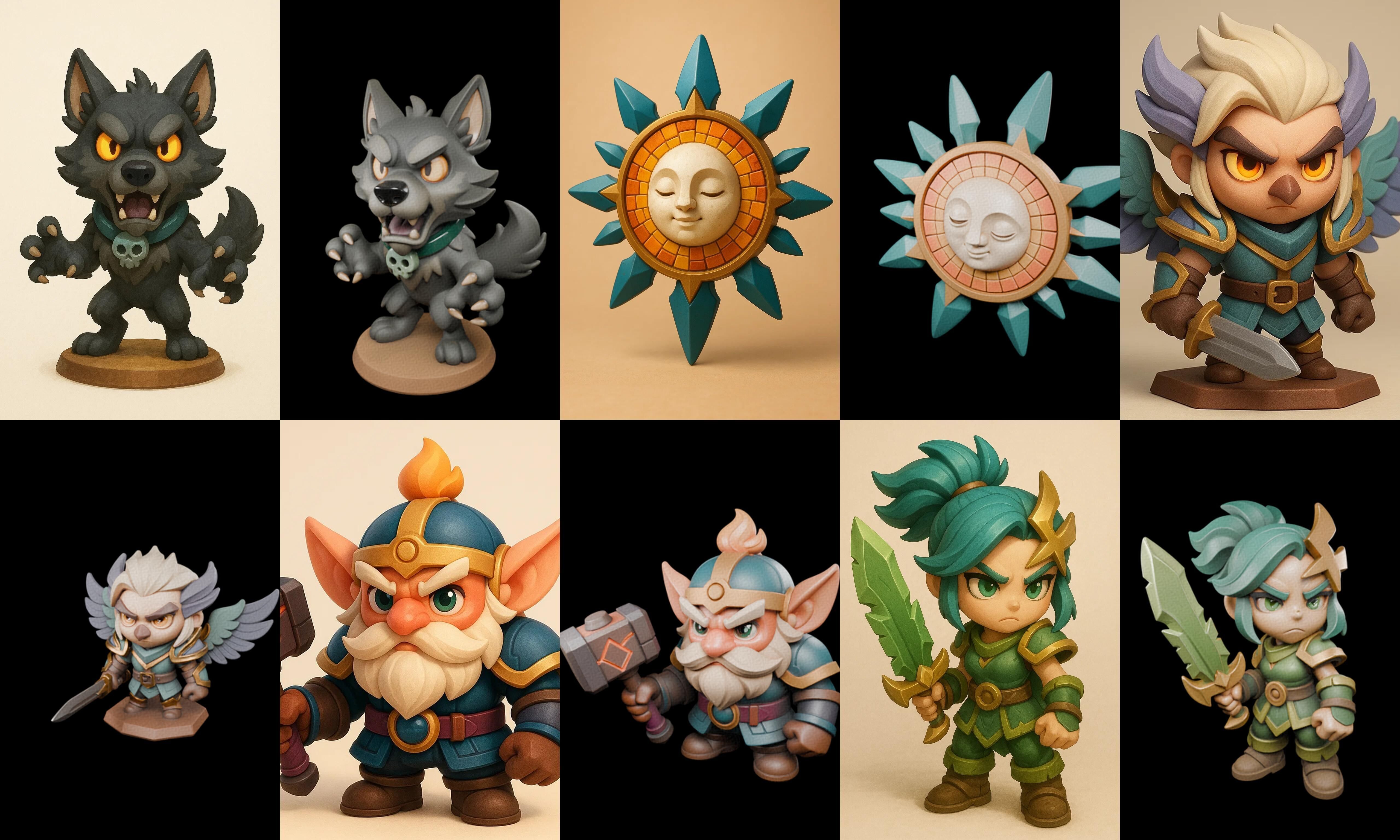 Role Play Fantasy Character bundle 40 pack 100 glb Low-poly 3D model_13