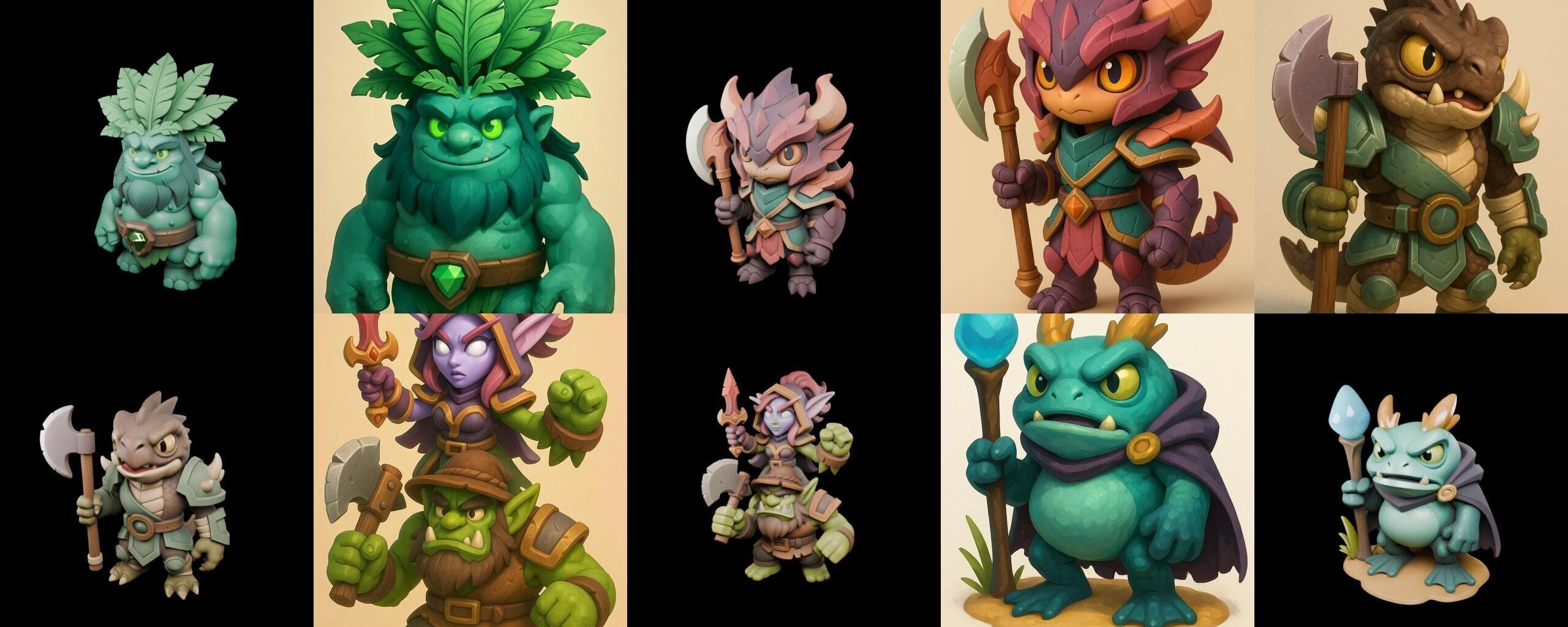 Role Play Fantasy Character bundle 40 pack 100 glb Low-poly 3D model_17