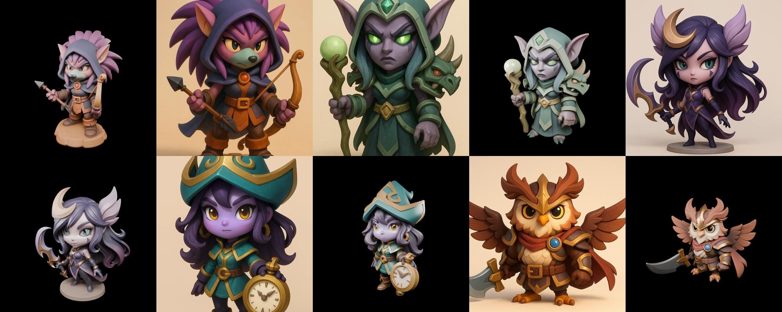 Role Play Fantasy Character bundle 40 pack 100 glb Low-poly 3D model_14