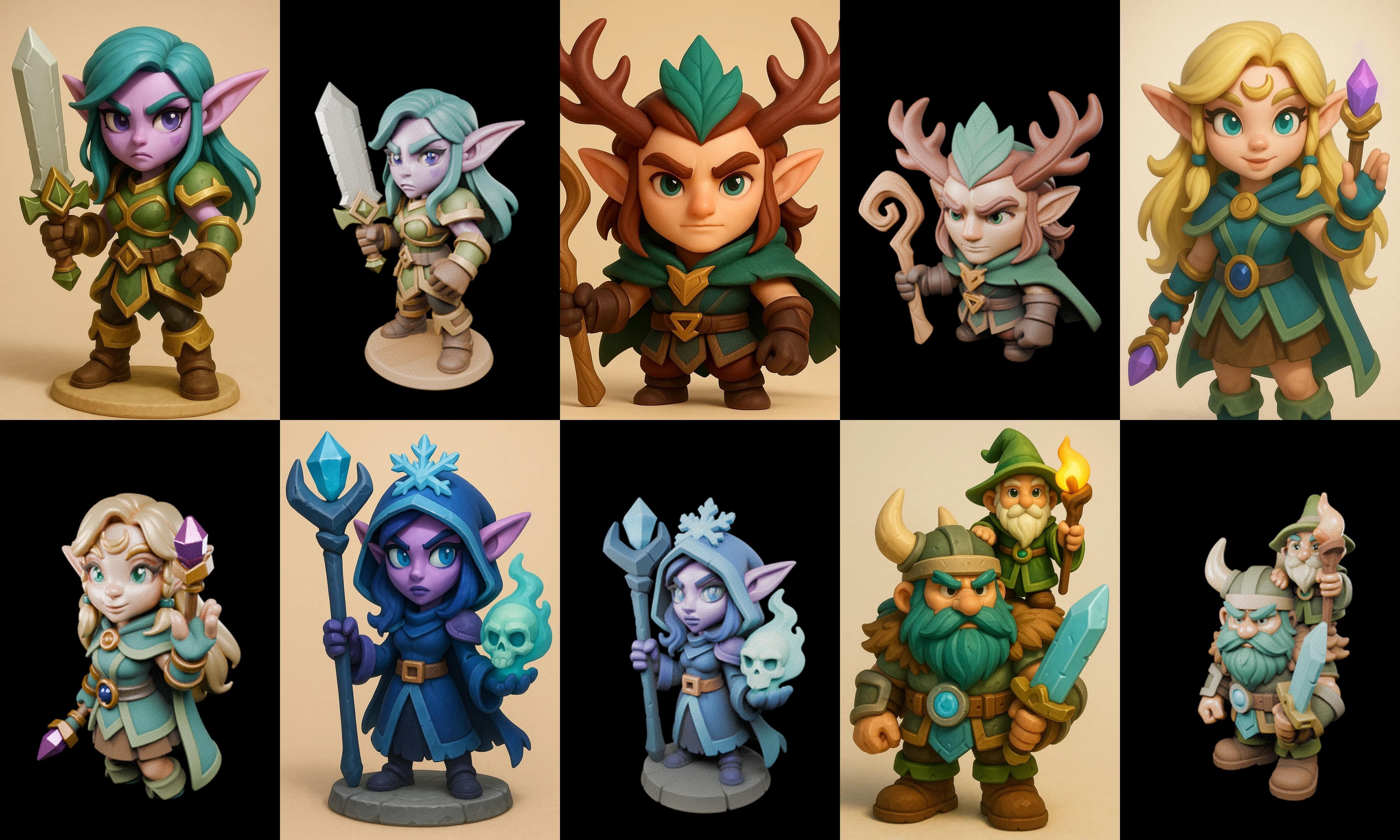 Role Play Fantasy Character bundle 39 pack 100 glb Low-poly 3D model_2