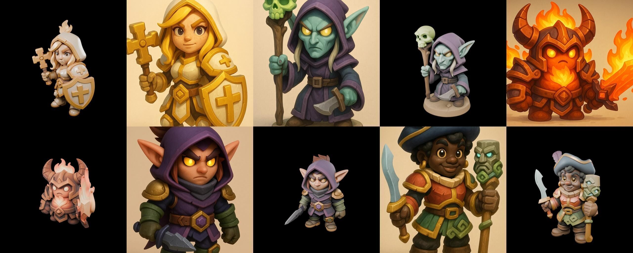 Role Play Fantasy Character bundle 39 pack 100 glb Low-poly 3D model_11
