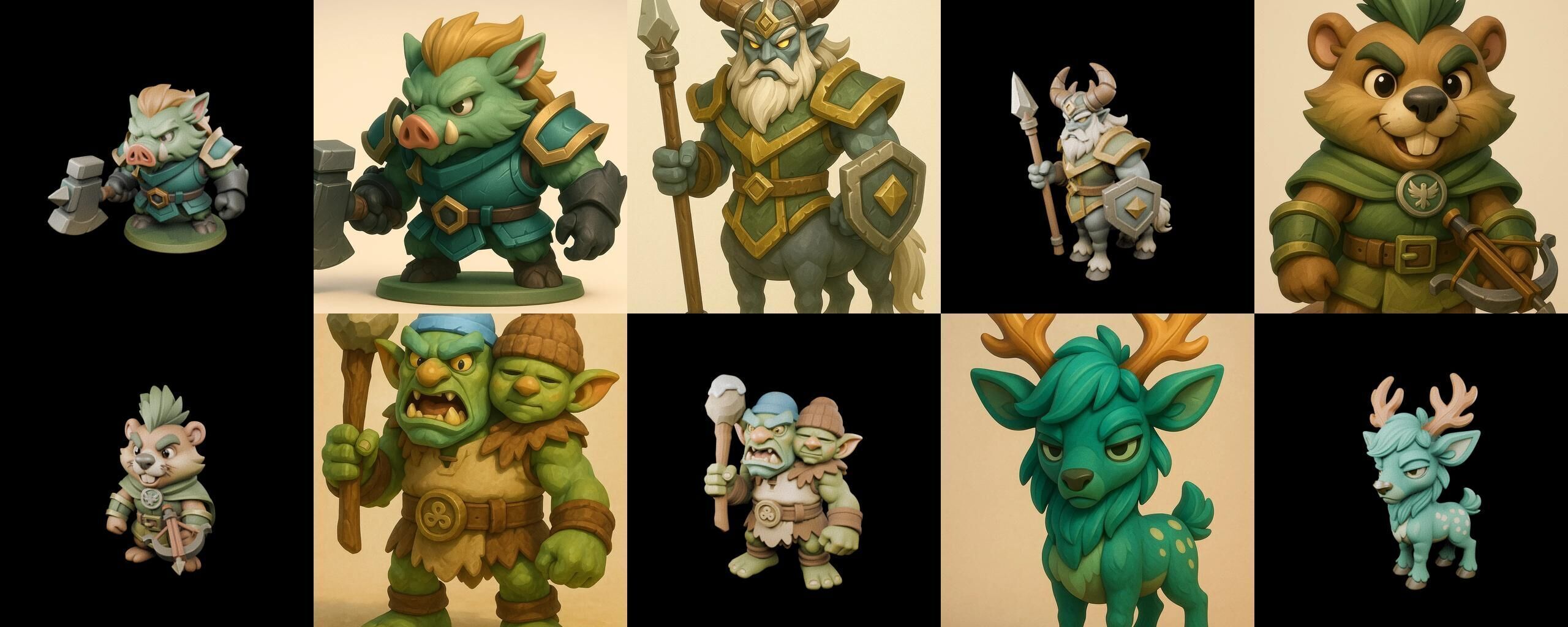 Role Play Fantasy Character bundle 39 pack 100 glb Low-poly 3D model_15