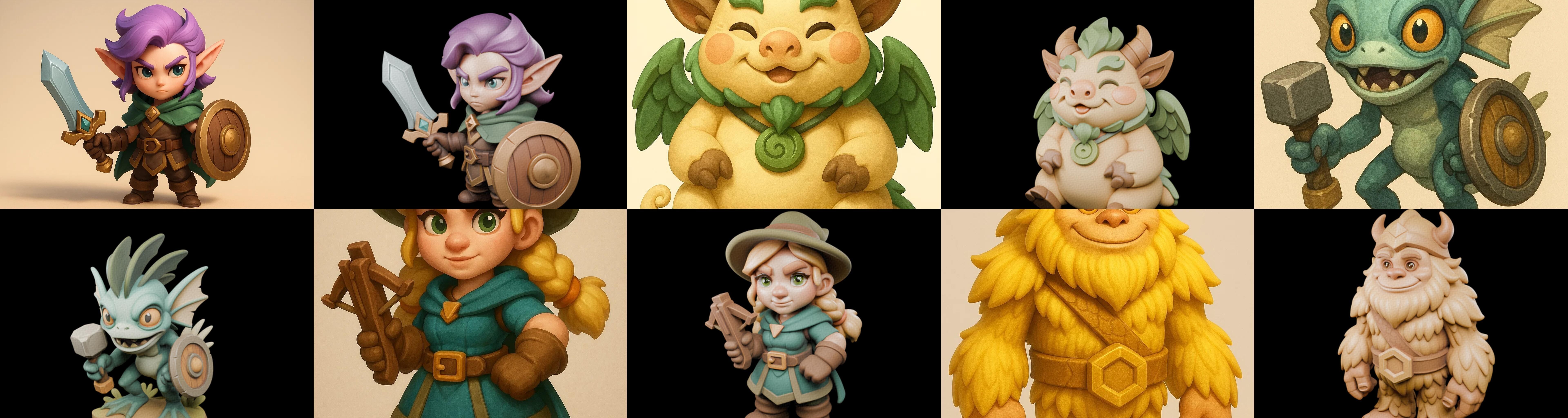 Role Play Fantasy Character bundle 39 pack 100 glb Low-poly 3D model_5