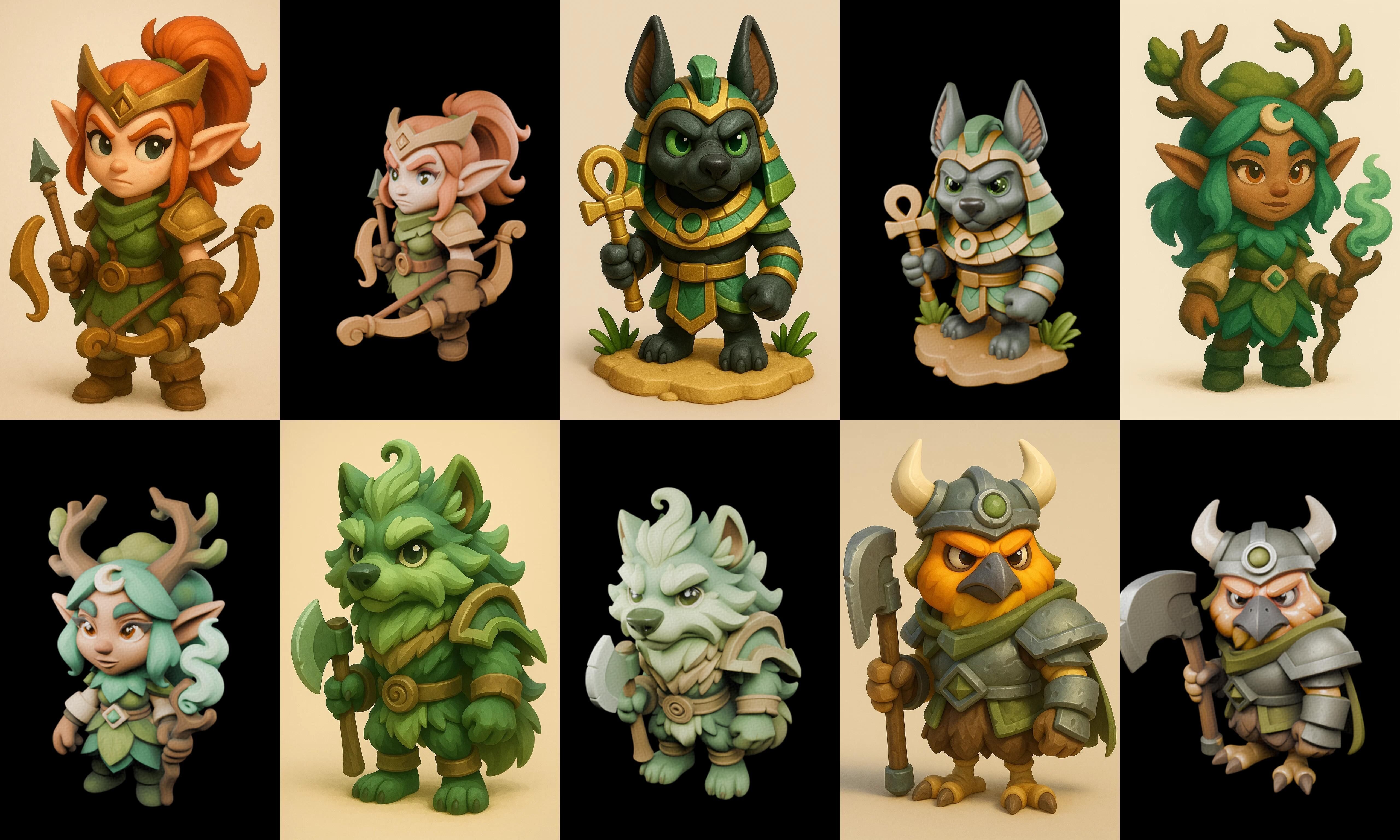 Role Play Fantasy Character bundle 39 pack 100 glb Low-poly 3D model_8