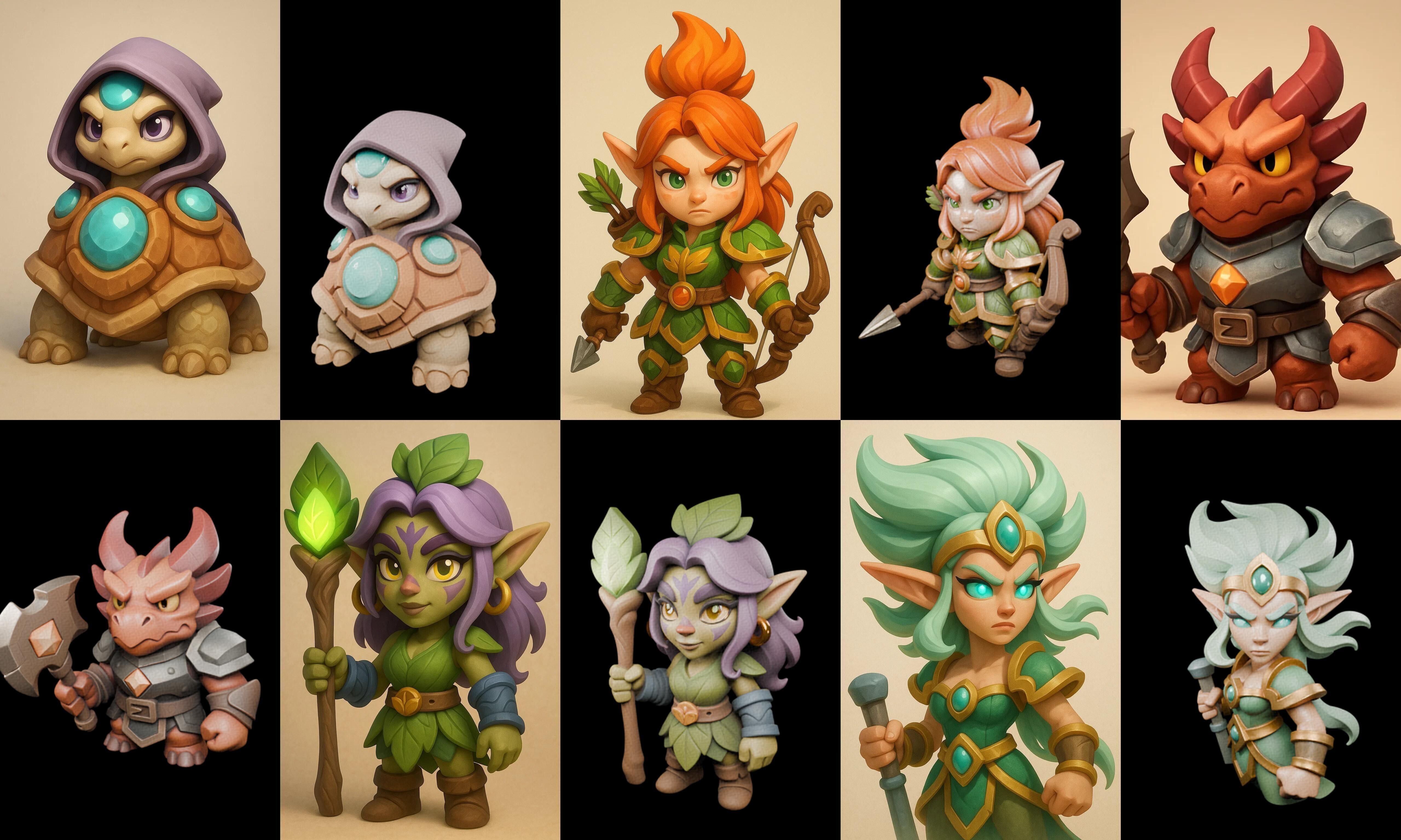 Role Play Fantasy Character bundle 39 pack 100 glb Low-poly 3D model_13