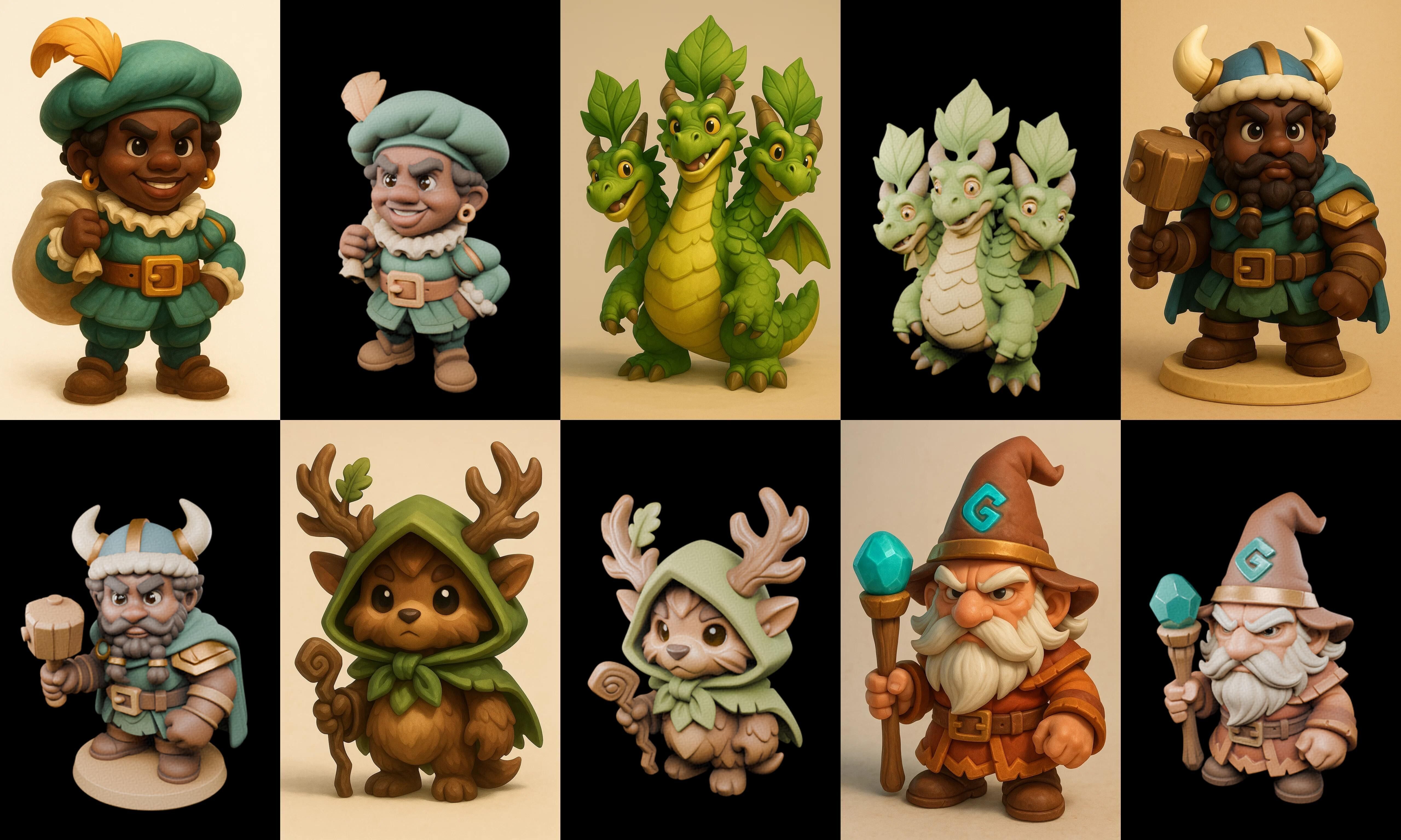Role Play Fantasy Character bundle 39 pack 100 glb Low-poly 3D model_6