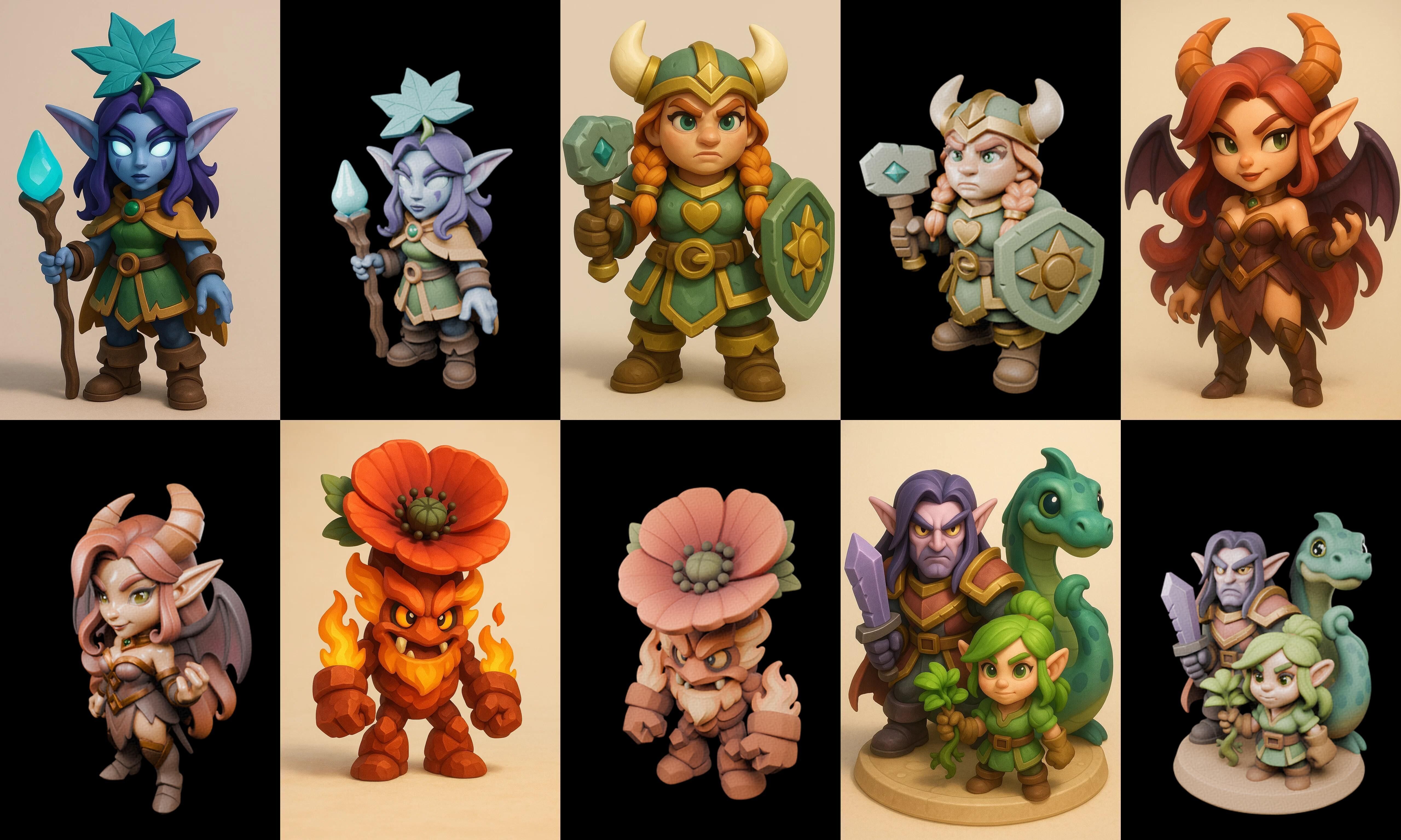 Role Play Fantasy Character bundle 39 pack 100 glb Low-poly 3D model_18