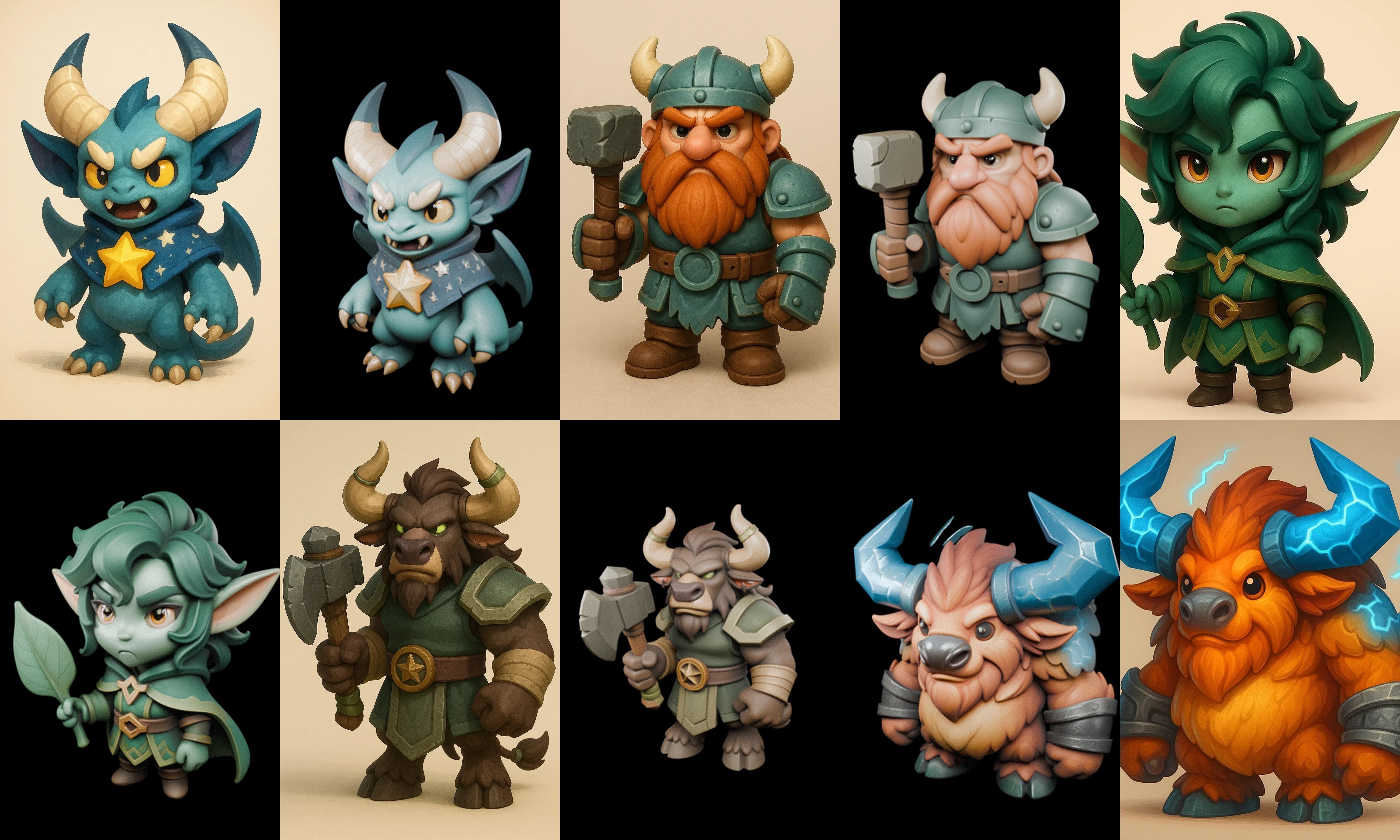 Role Play Fantasy Character bundle 39 pack 100 glb Low-poly 3D model_7