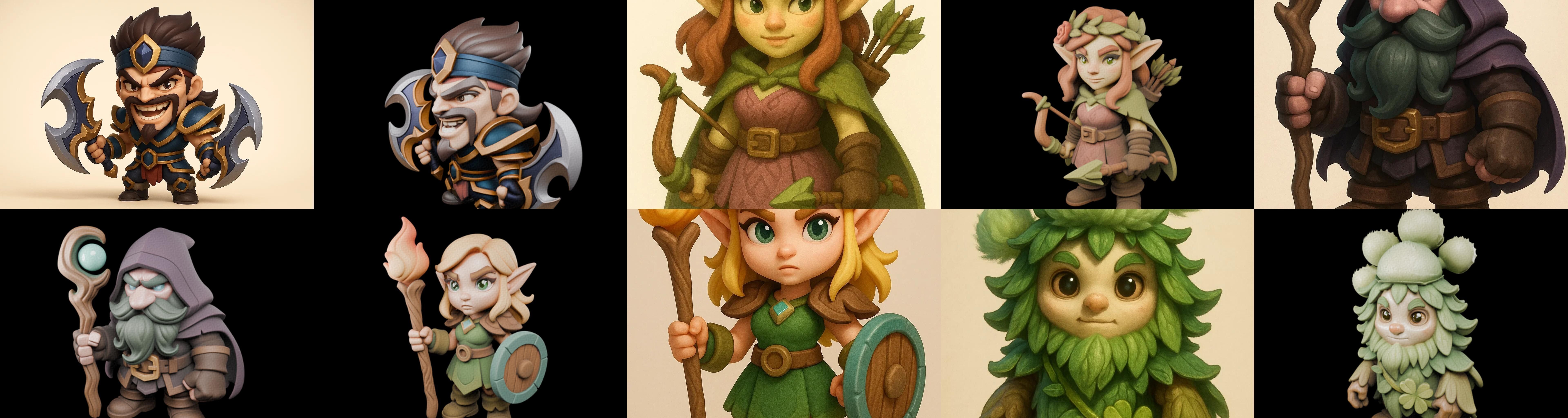 Role Play Fantasy Character bundle 39 pack 100 glb Low-poly 3D model_16