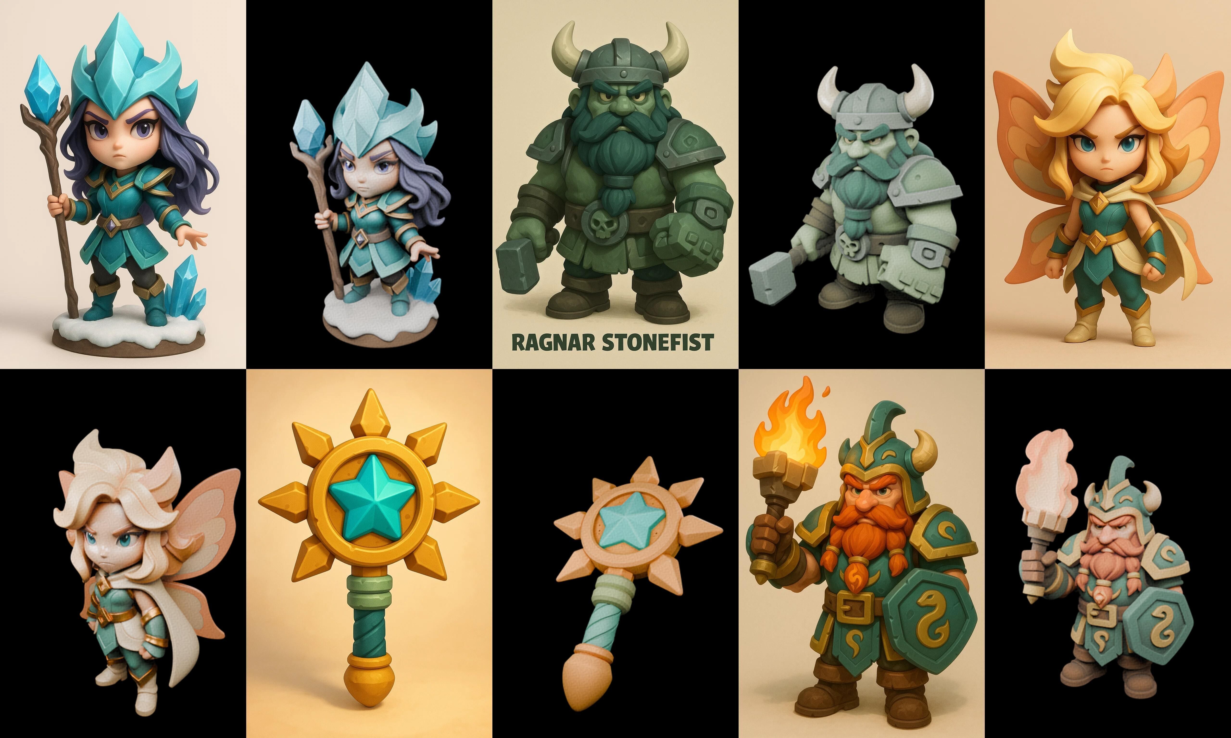 Role Play Fantasy Character bundle 39 pack 100 glb Low-poly 3D model_12
