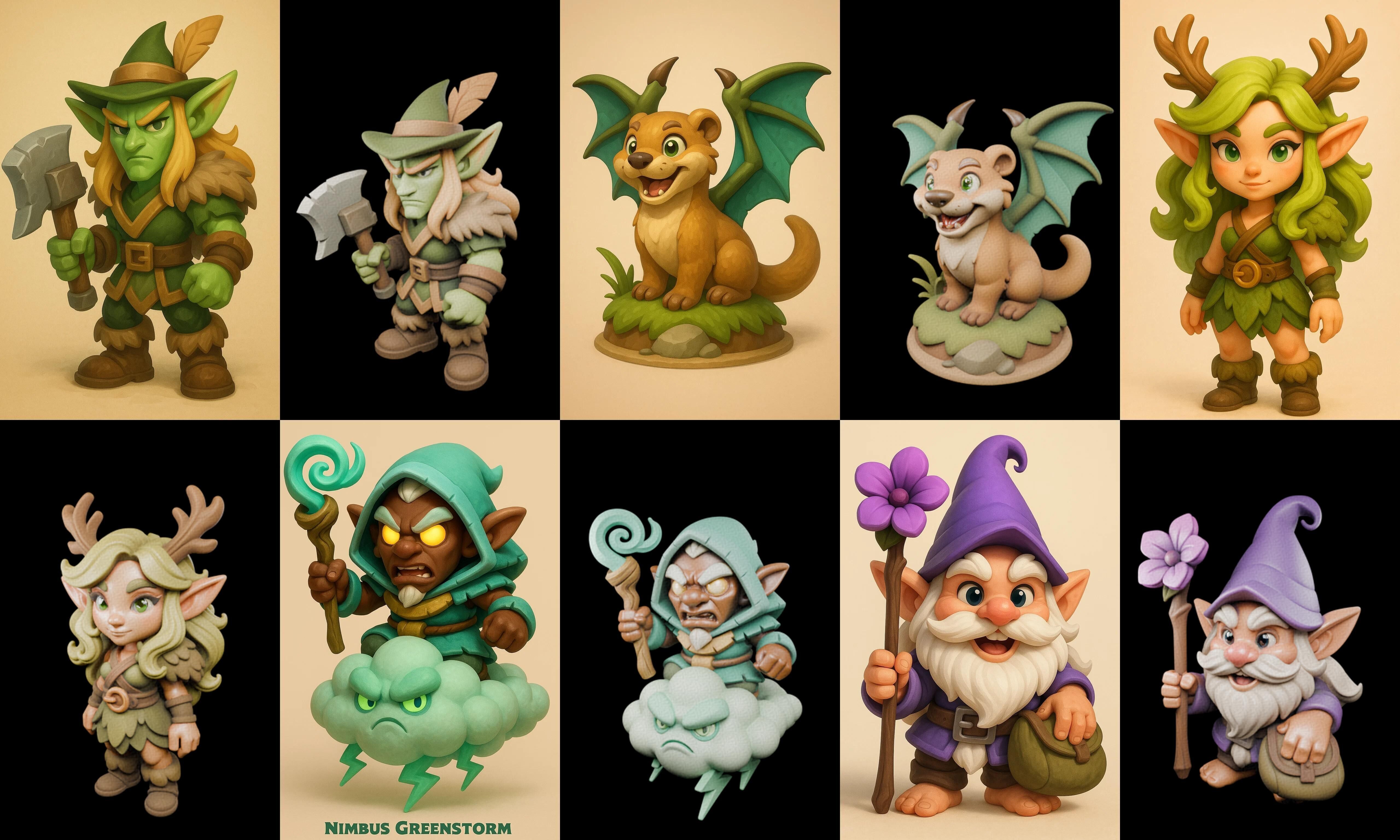 Role Play Fantasy Character bundle 39 pack 100 glb Low-poly 3D model_3