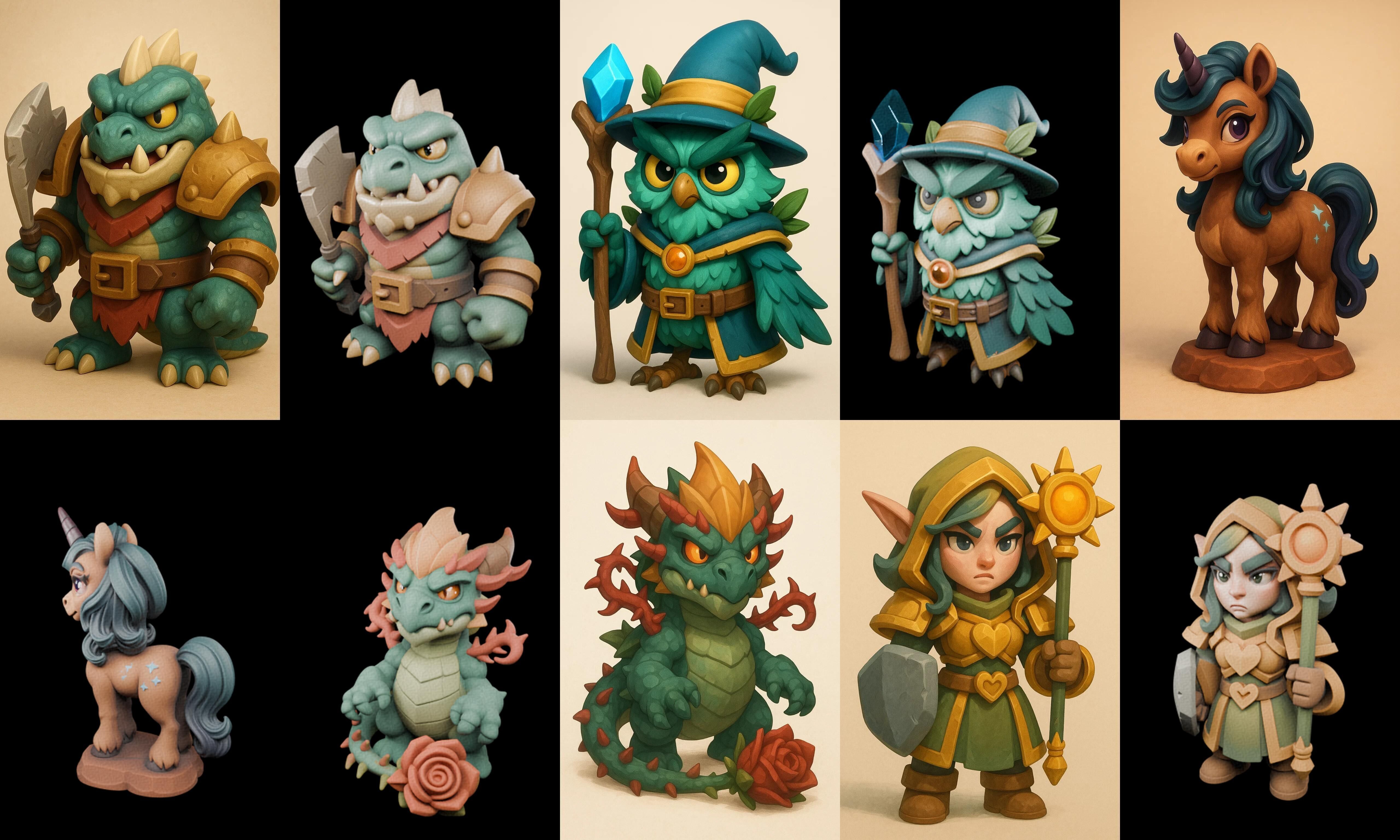 Role Play Fantasy Character bundle 39 pack 100 glb Low-poly 3D model_17