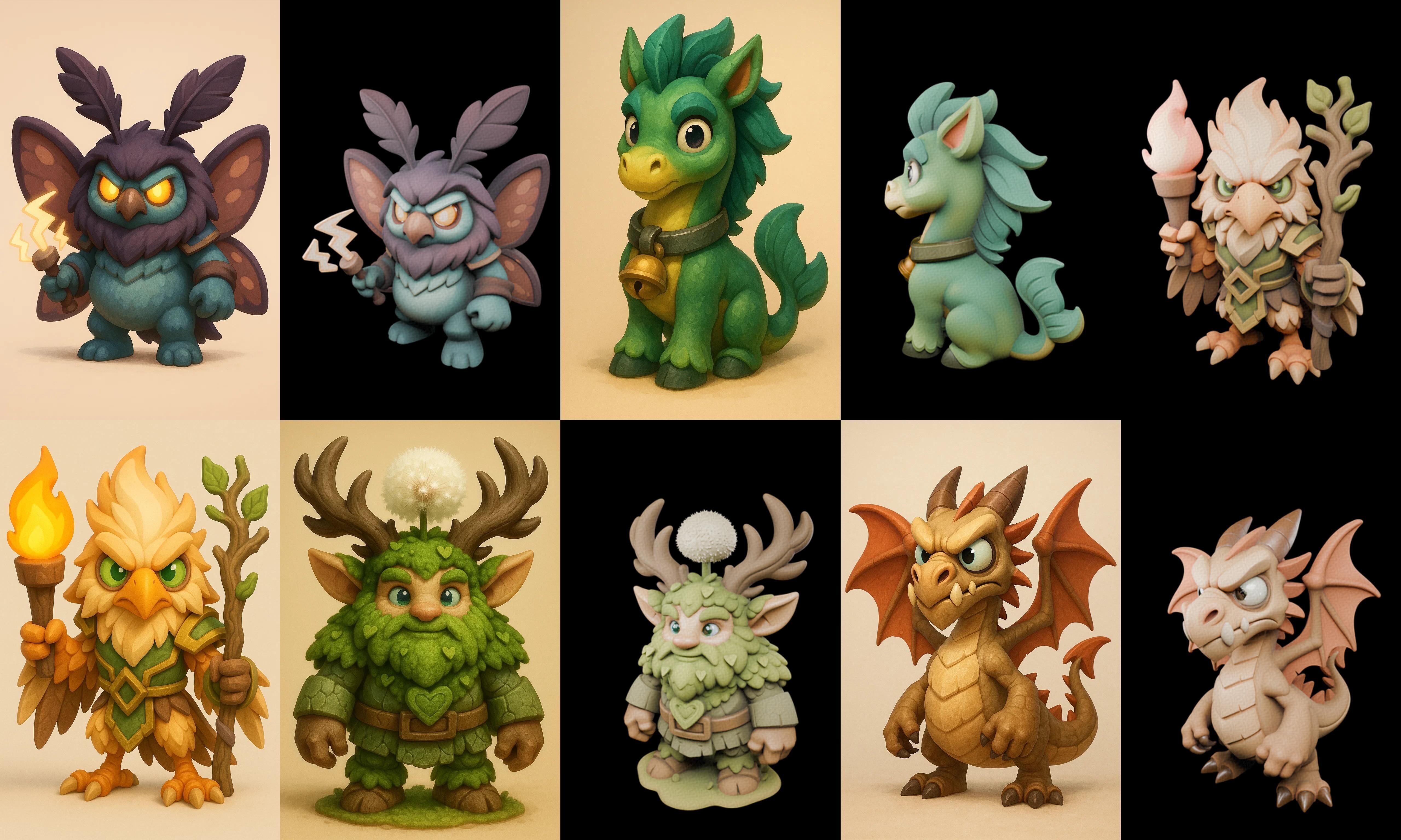 Role Play Fantasy Character bundle 39 pack 100 glb Low-poly 3D model_19