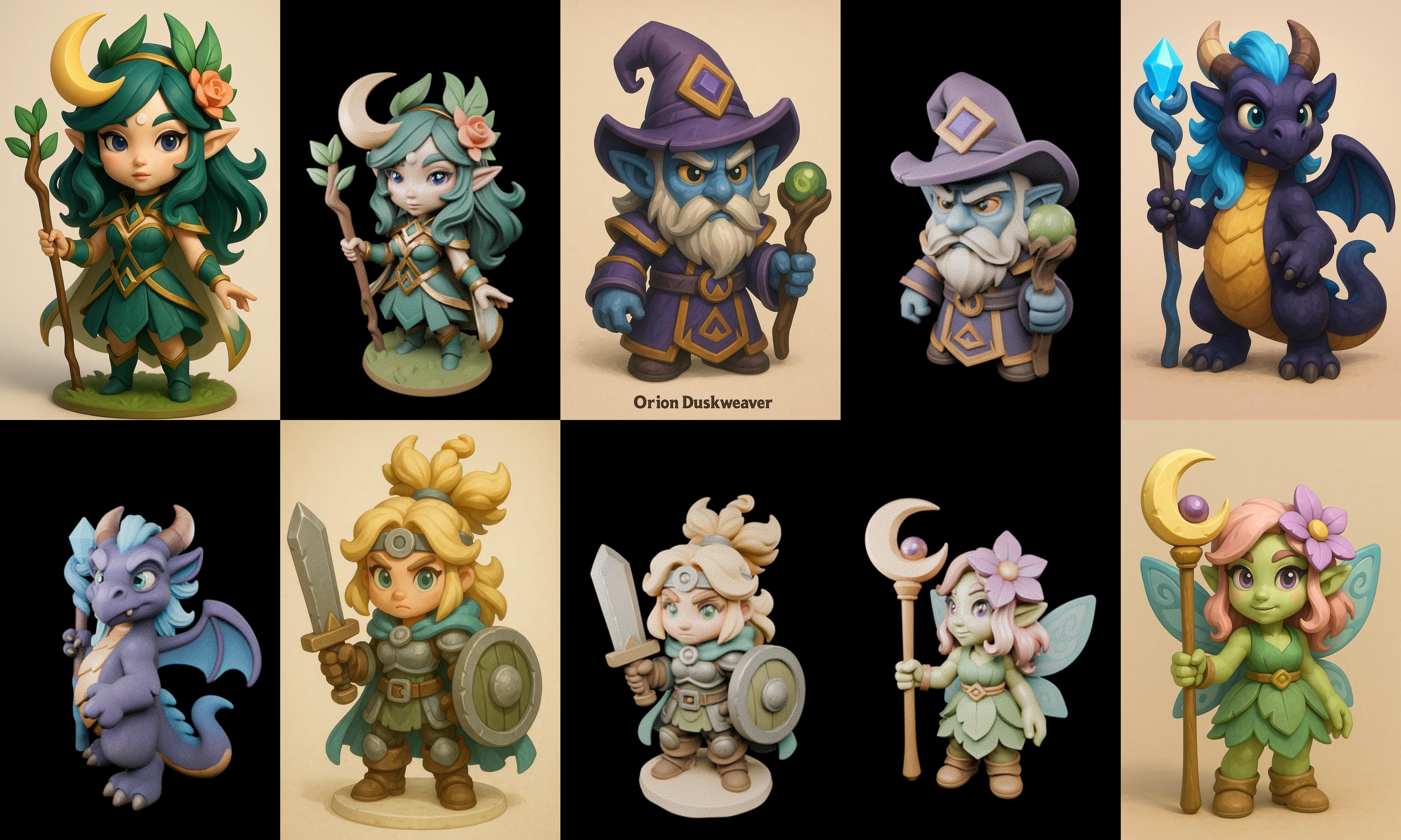 Role Play Fantasy Character bundle 39 pack 100 glb Low-poly 3D model_14