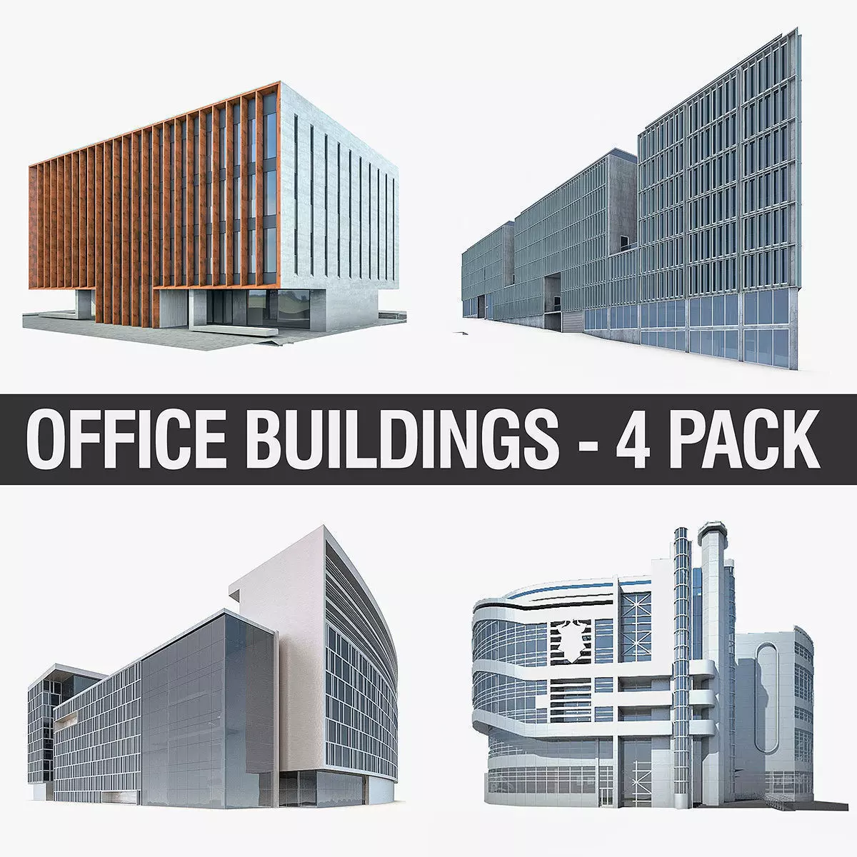 Office Buildings Collection 01 Low-poly 3D model_0