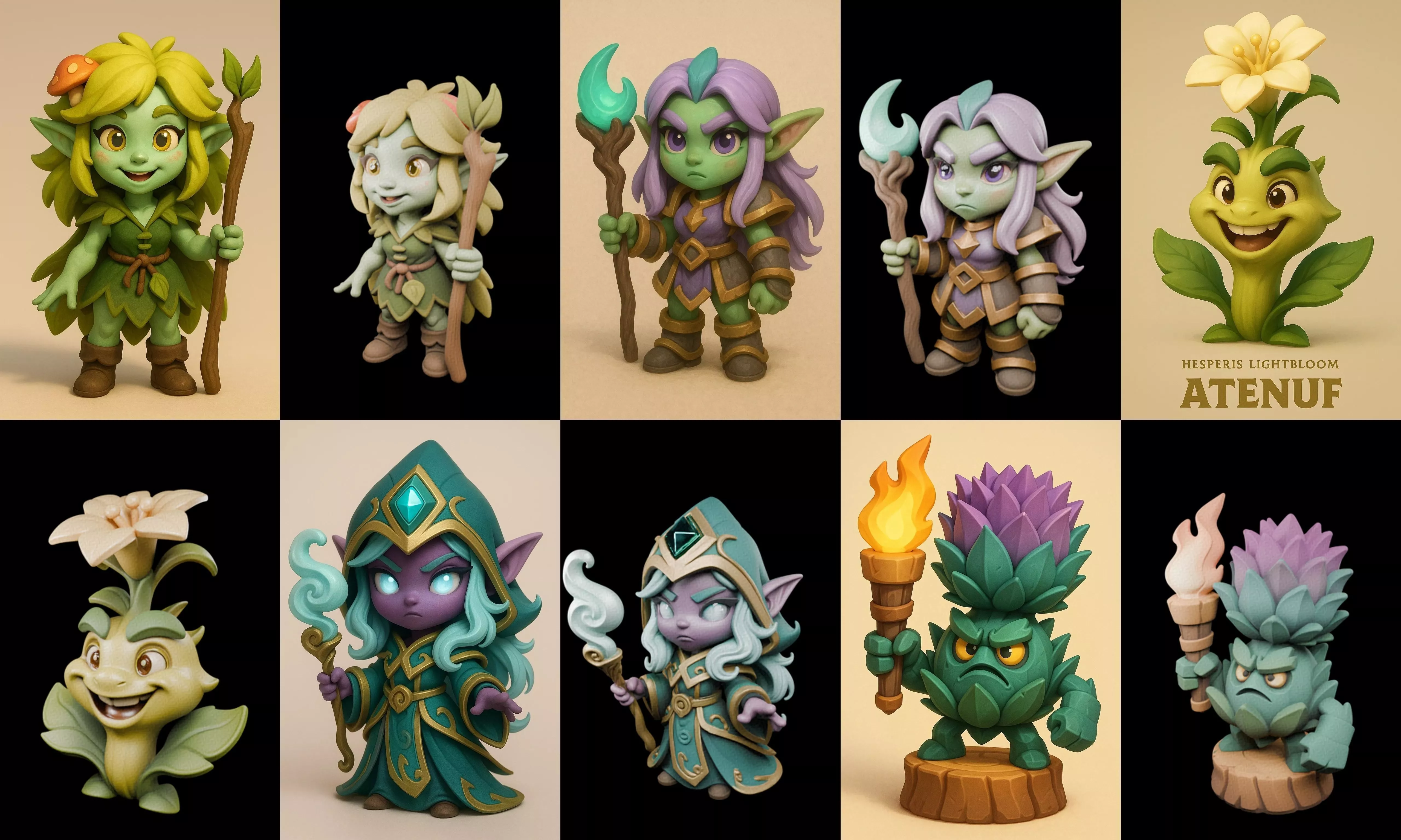 Role Play Fantasy Character bundle 36 pack 100 glb Low-poly 3D model