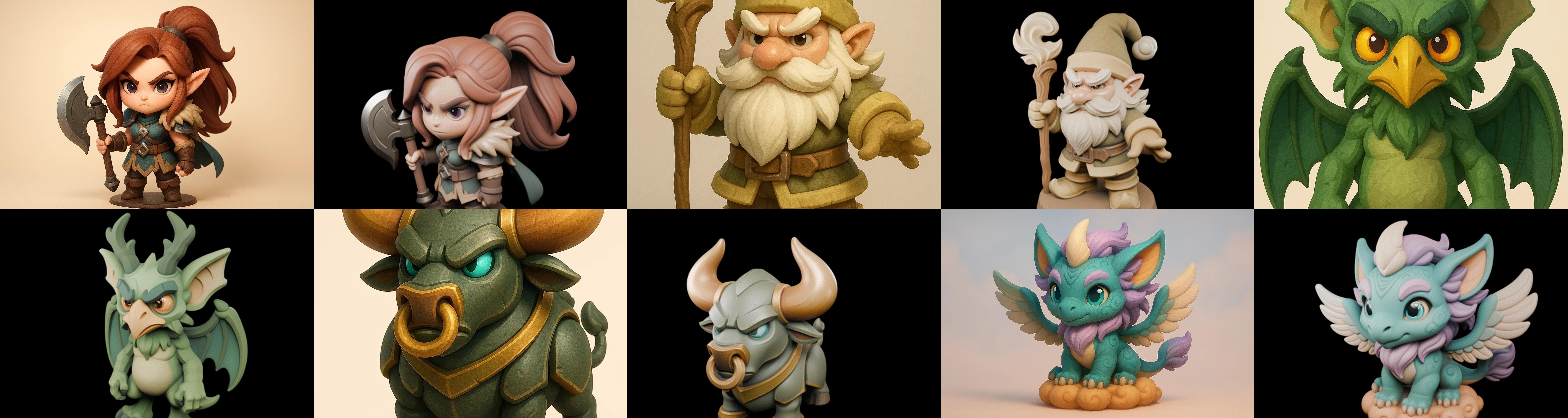 Role Play Fantasy Character bundle 35 pack 100 glb Low-poly 3D model_6