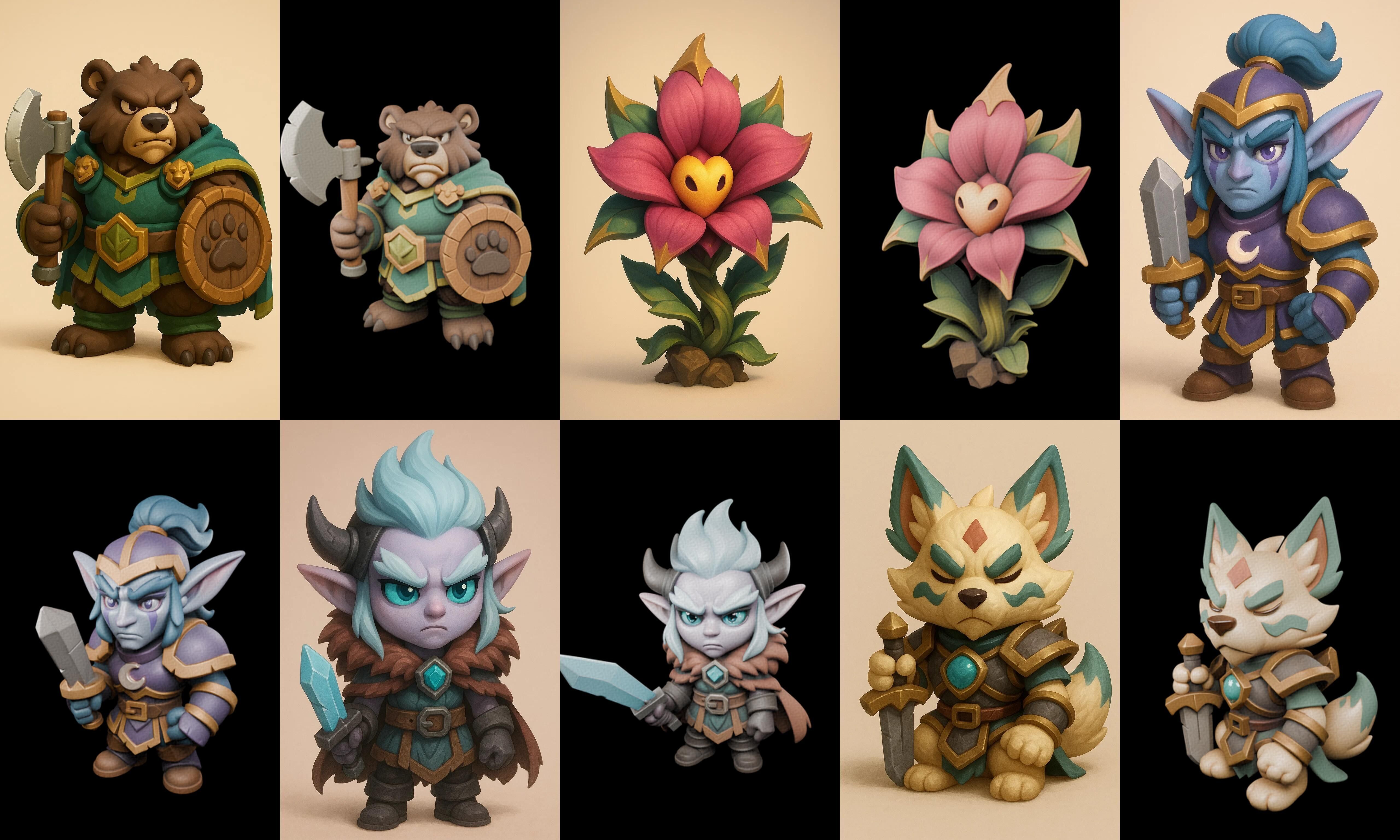 Role Play Fantasy Character bundle 35 pack 100 glb Low-poly 3D model_5