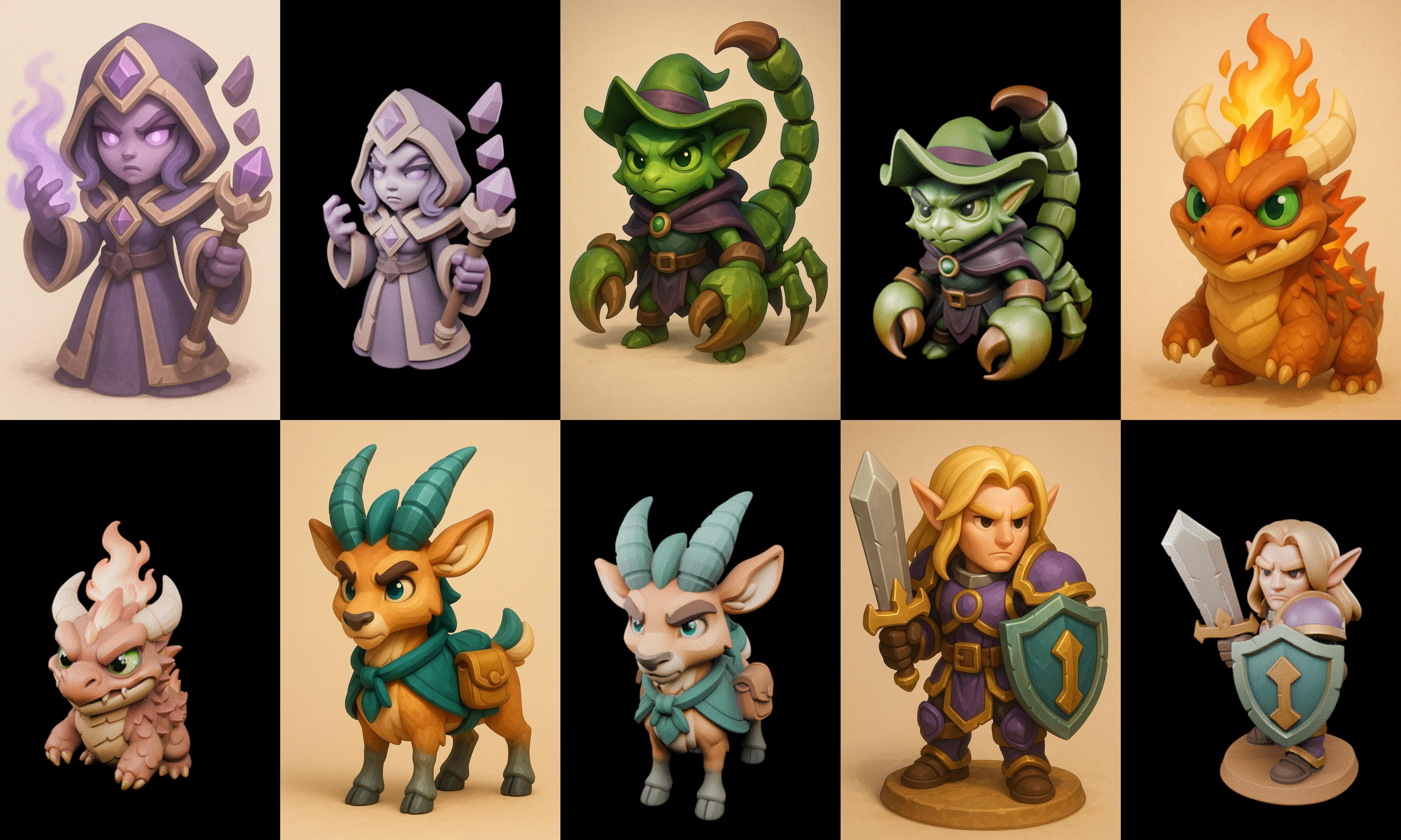 Role Play Fantasy Character bundle 35 pack 100 glb Low-poly 3D model_15