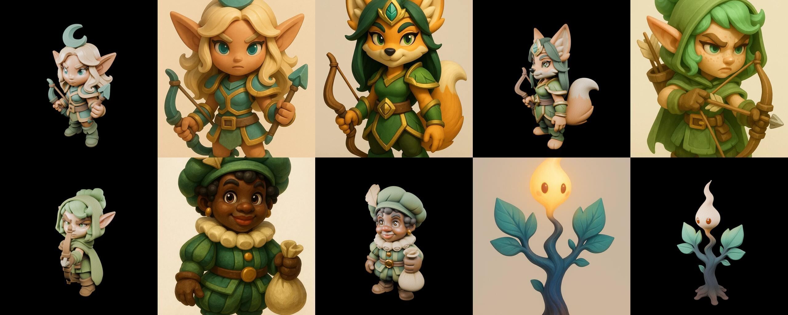Role Play Fantasy Character bundle 35 pack 100 glb Low-poly 3D model_7