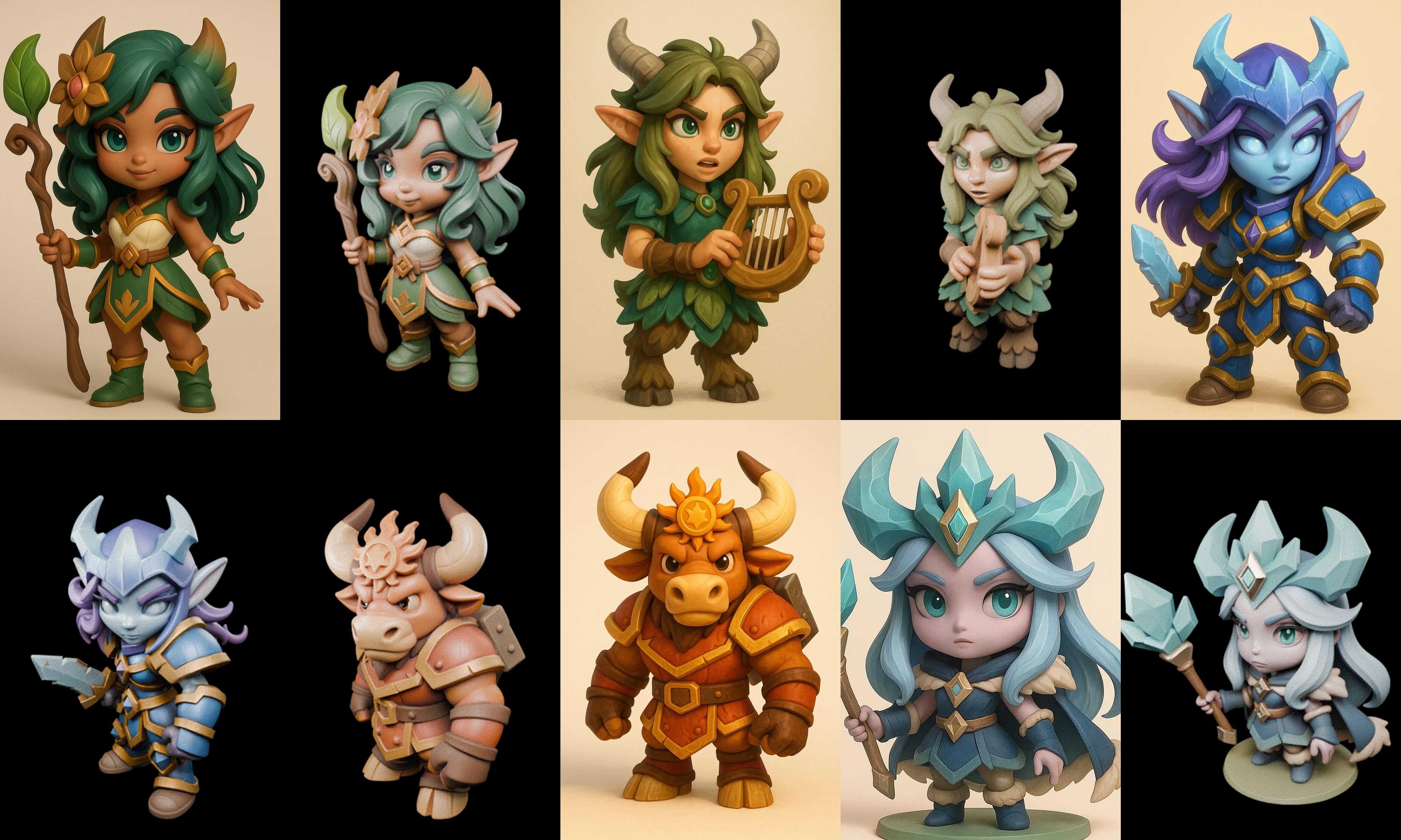 Role Play Fantasy Character bundle 35 pack 100 glb Low-poly 3D model_11