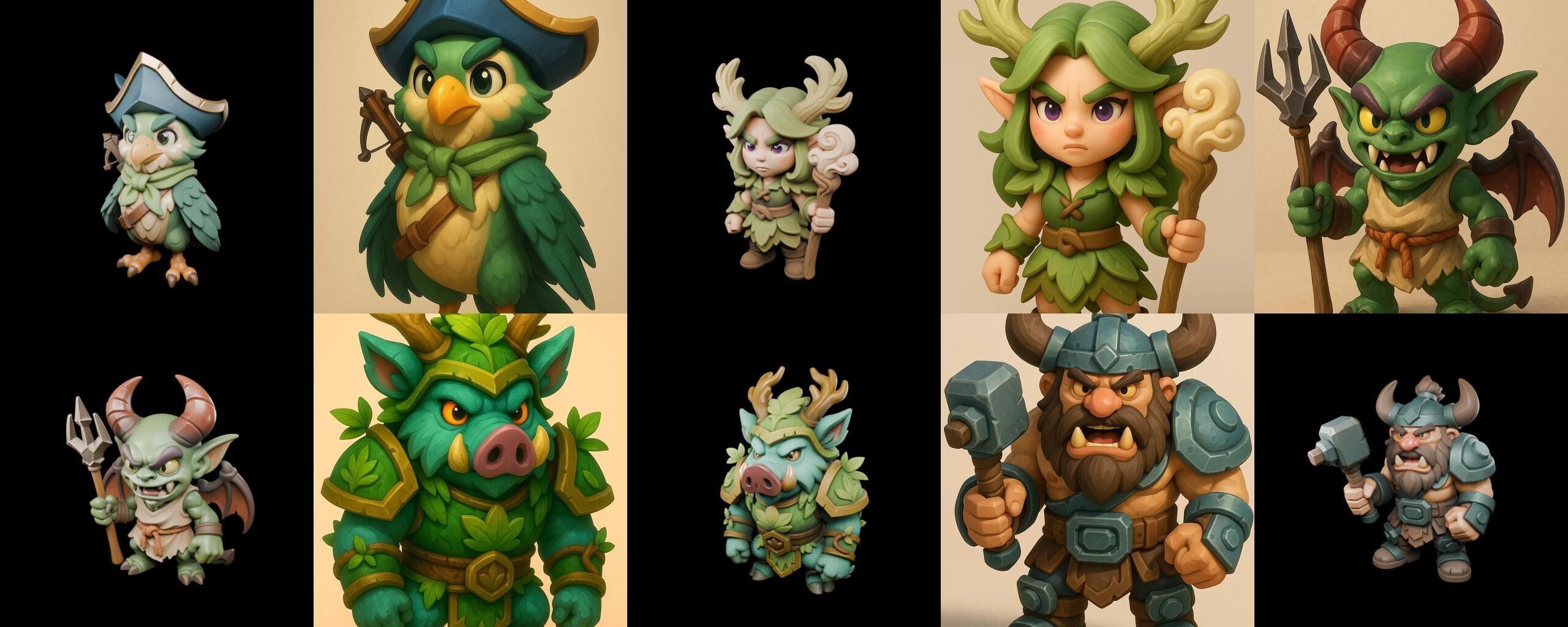 Role Play Fantasy Character bundle 35 pack 100 glb Low-poly 3D model_8