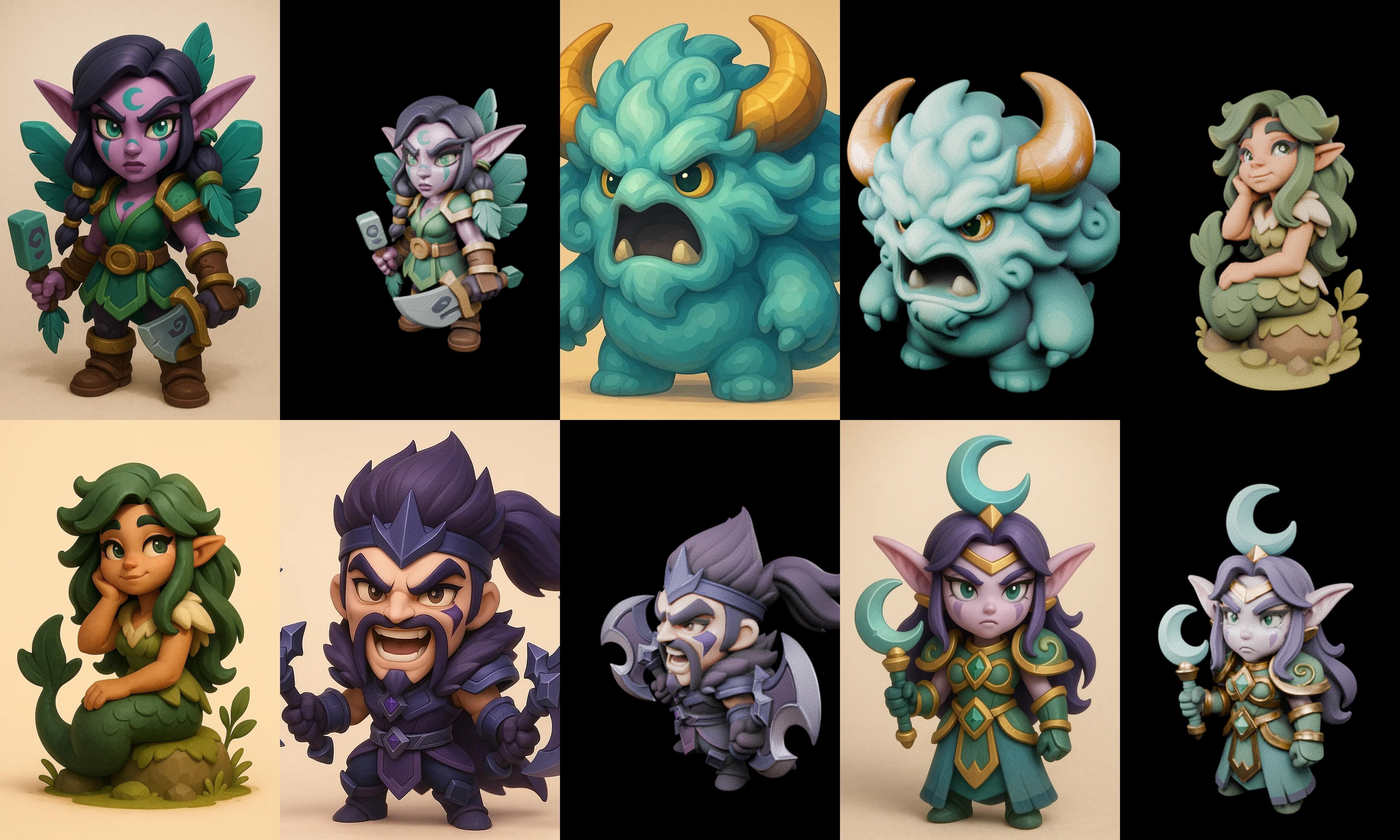 Role Play Fantasy Character bundle 35 pack 100 glb Low-poly 3D model_2