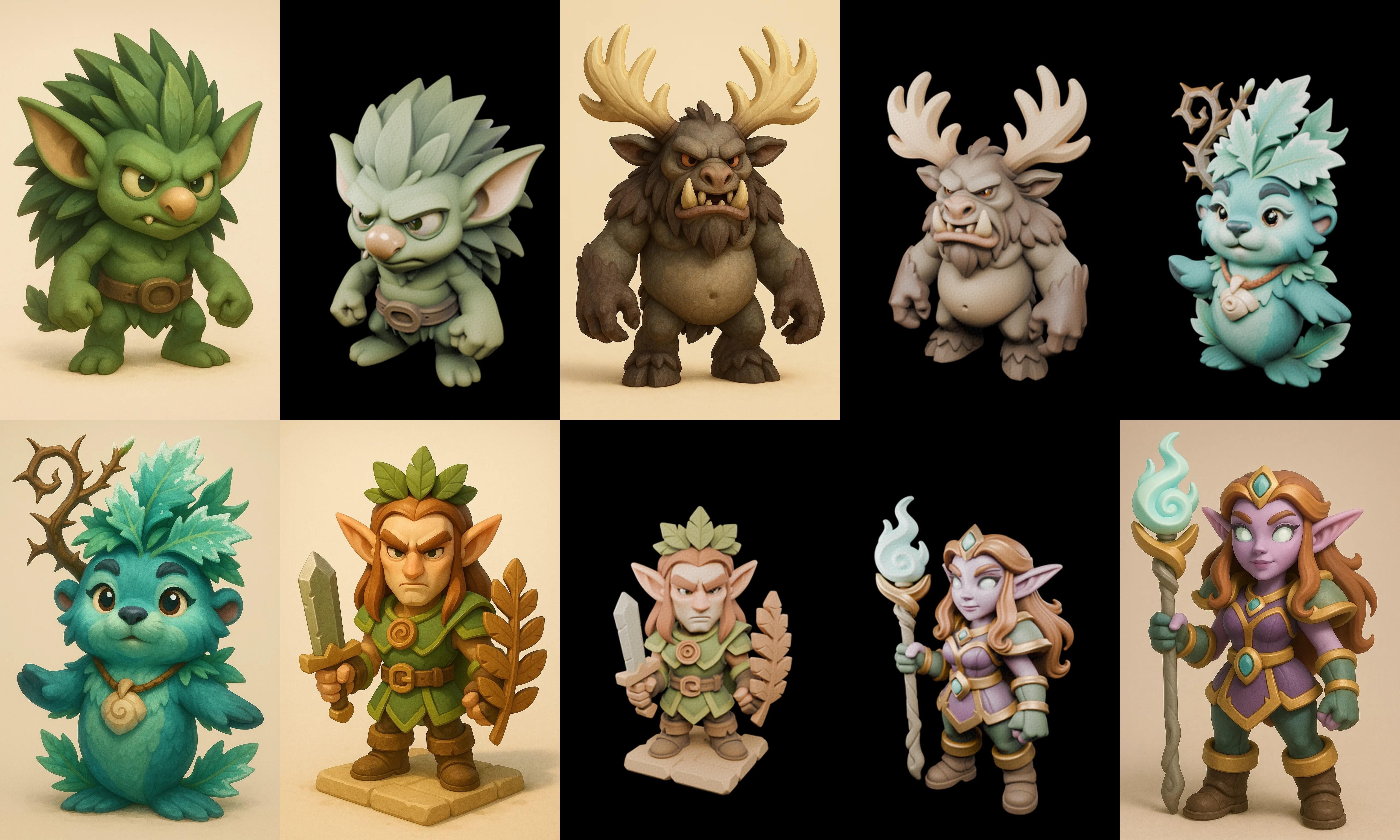 Role Play Fantasy Character bundle 35 pack 100 glb Low-poly 3D model_12