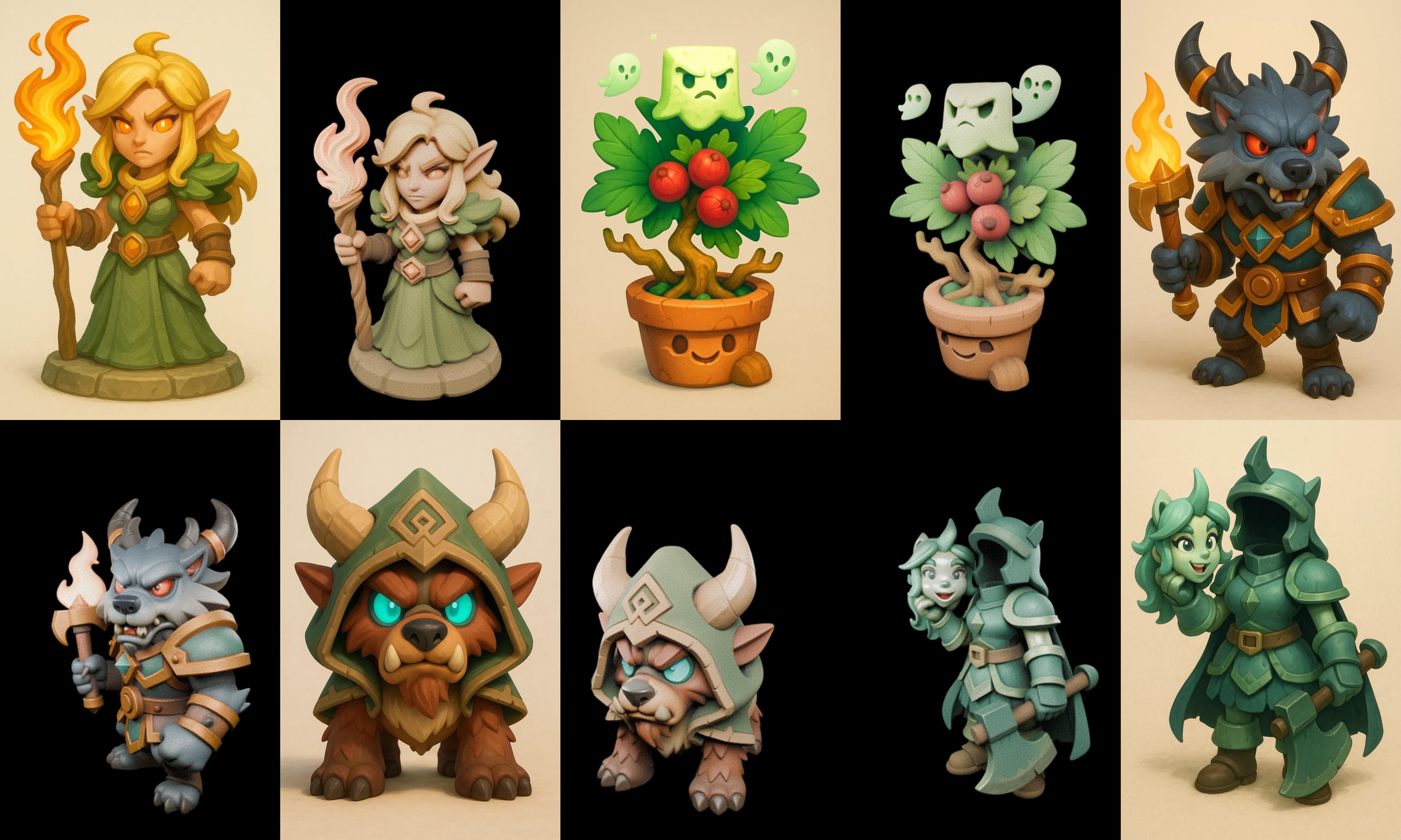 Role Play Fantasy Character bundle 35 pack 100 glb Low-poly 3D model_1