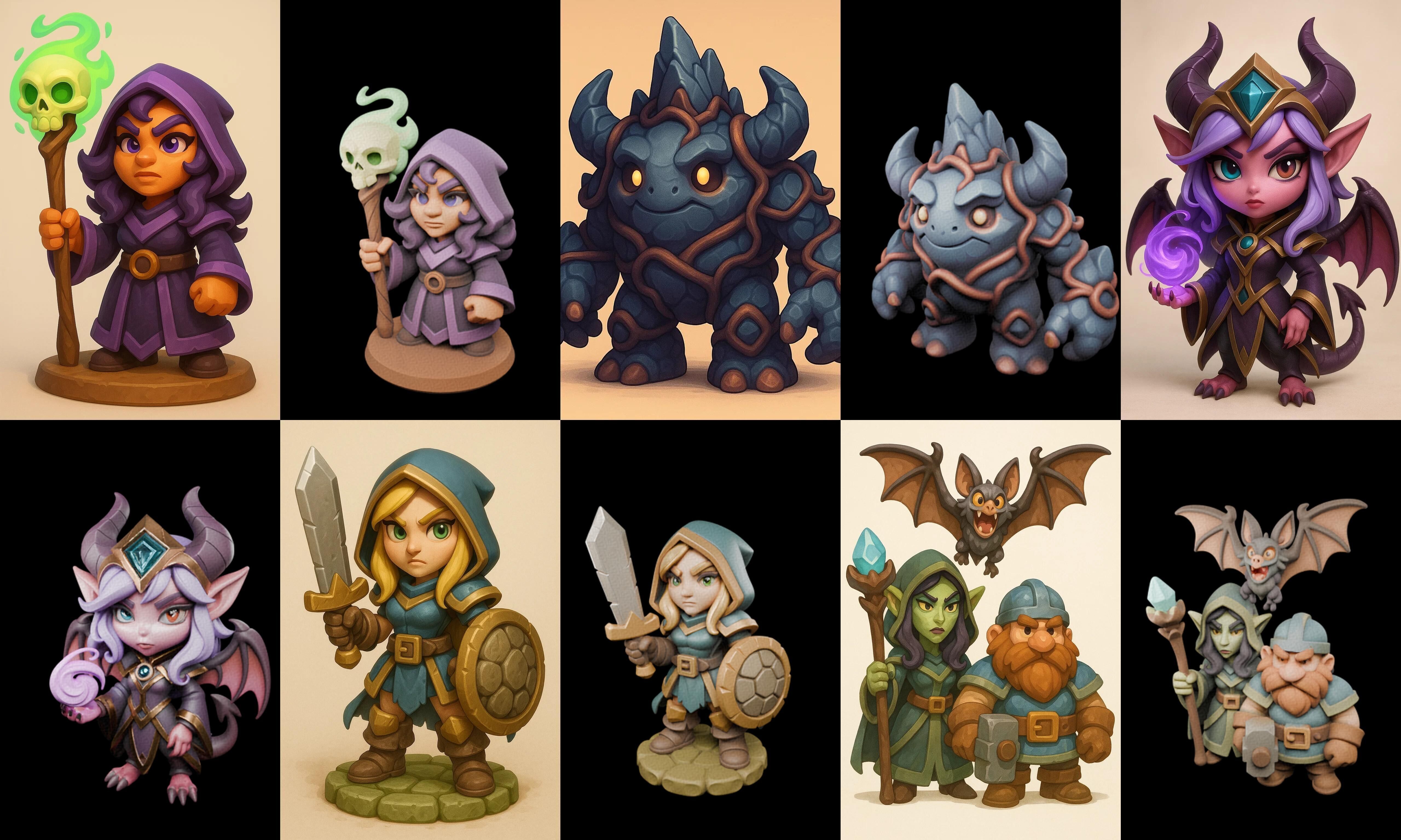 Role Play Fantasy Character bundle 35 pack 100 glb Low-poly 3D model_14