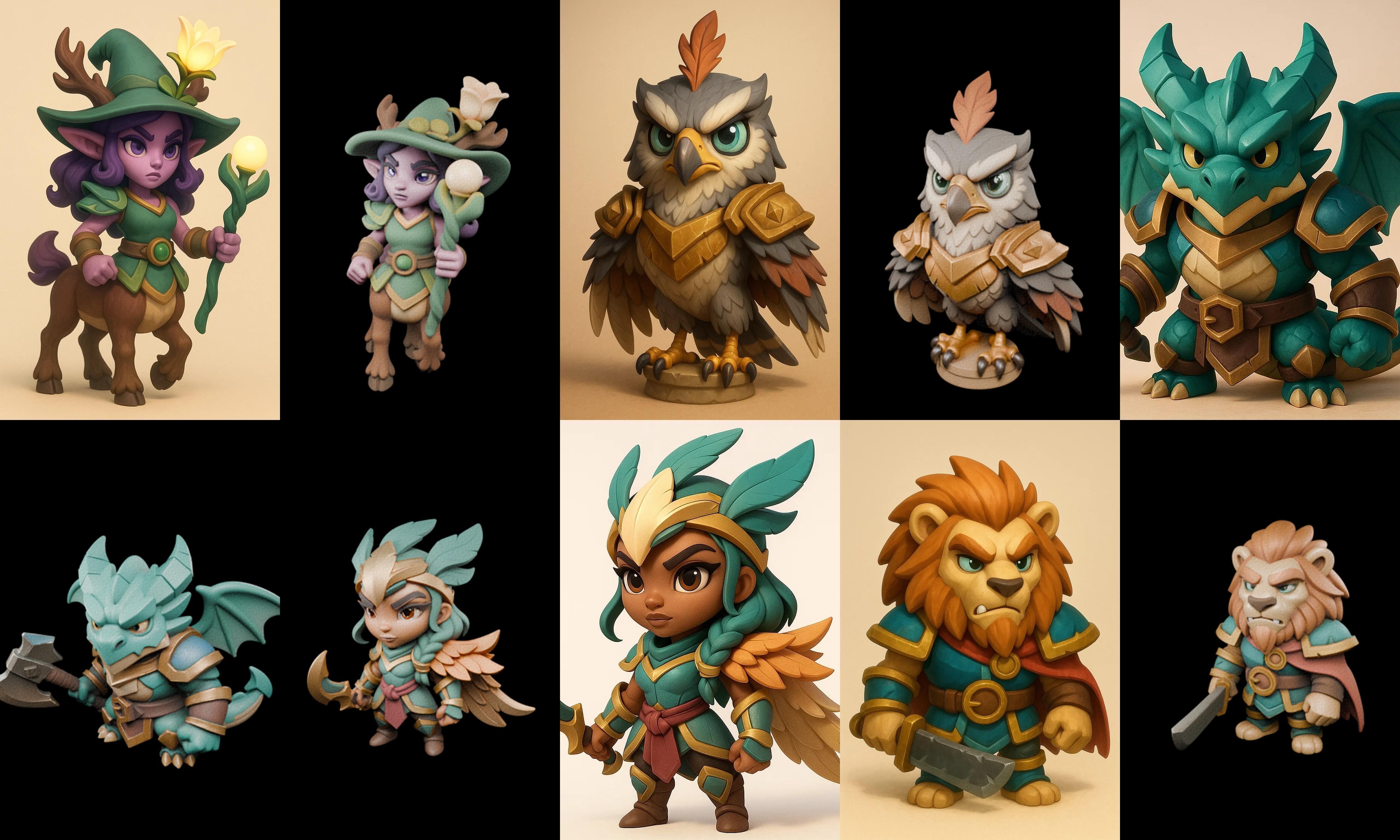 Role Play Fantasy Character bundle 35 pack 100 glb Low-poly 3D model_18