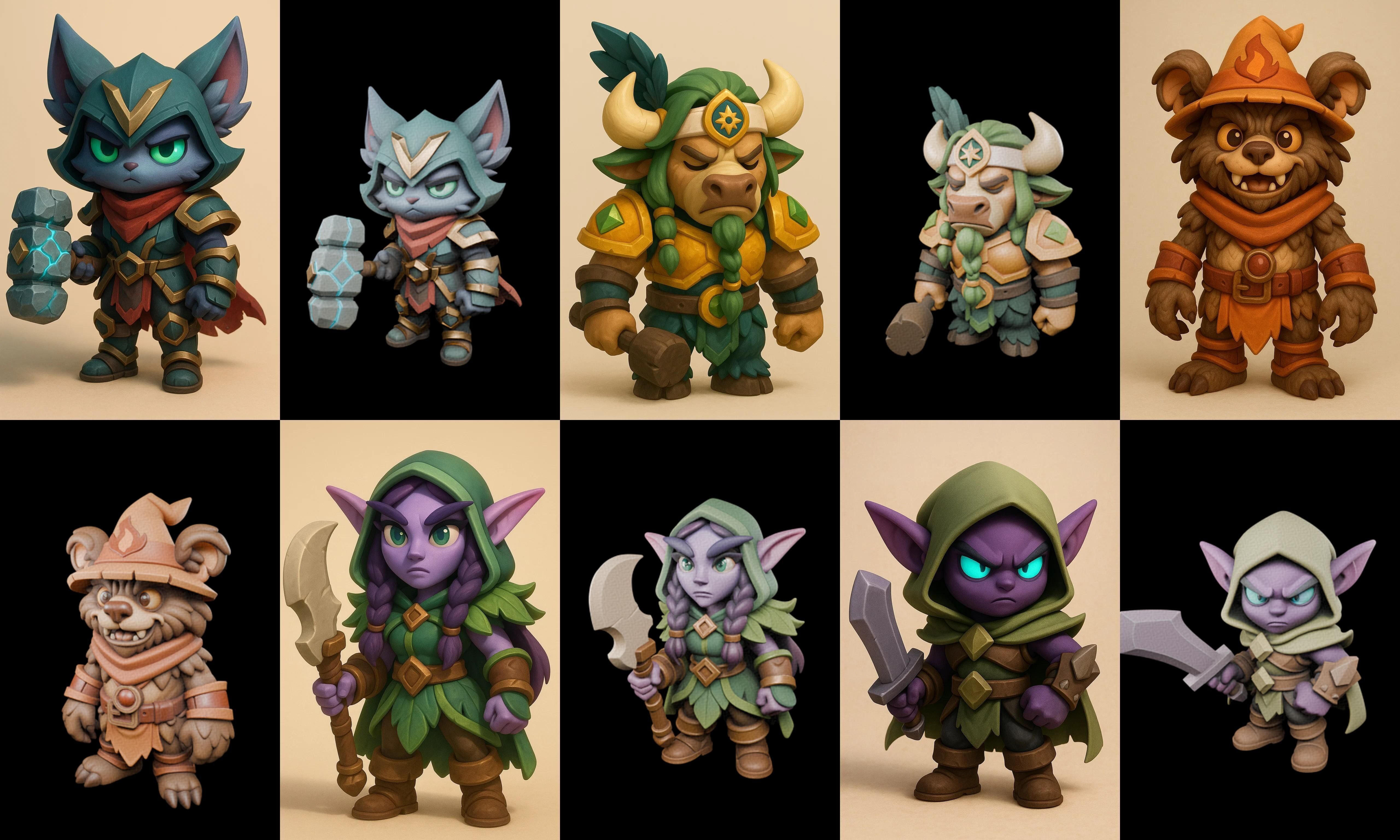 Role Play Fantasy Character bundle 35 pack 100 glb Low-poly 3D model_13