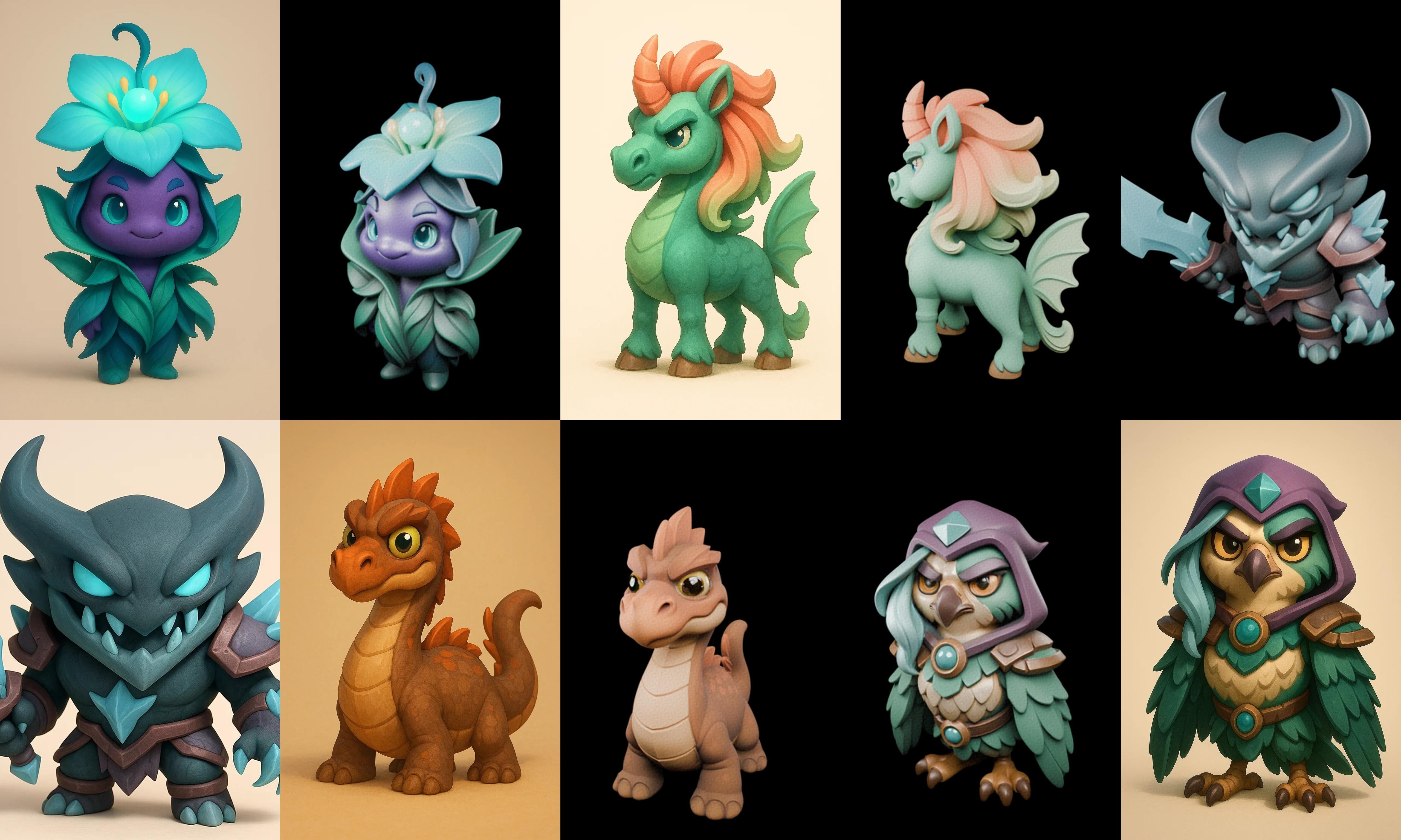 Role Play Fantasy Character bundle 35 pack 100 glb Low-poly 3D model_3