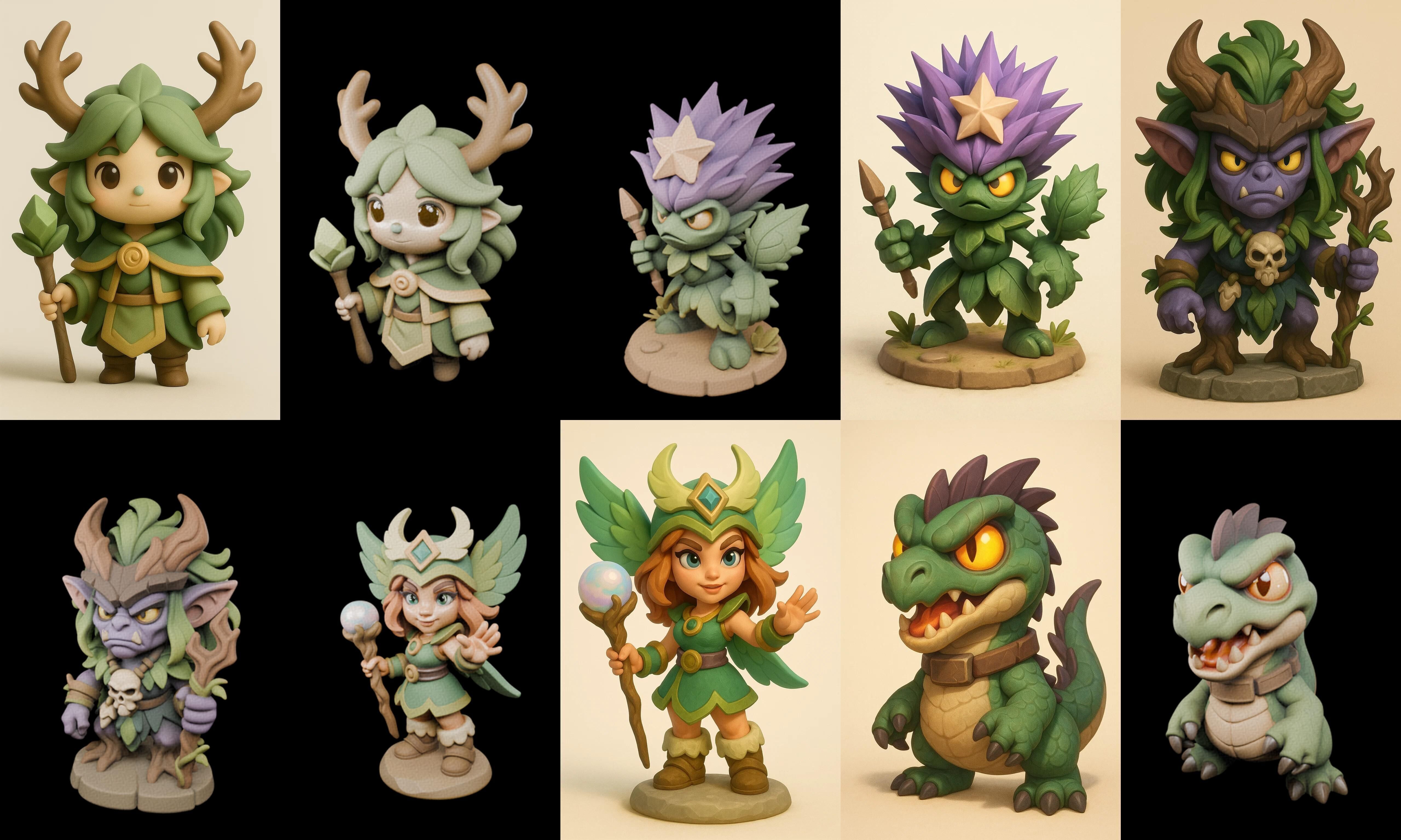 Role Play Fantasy Character bundle 35 pack 100 glb Low-poly 3D model_17