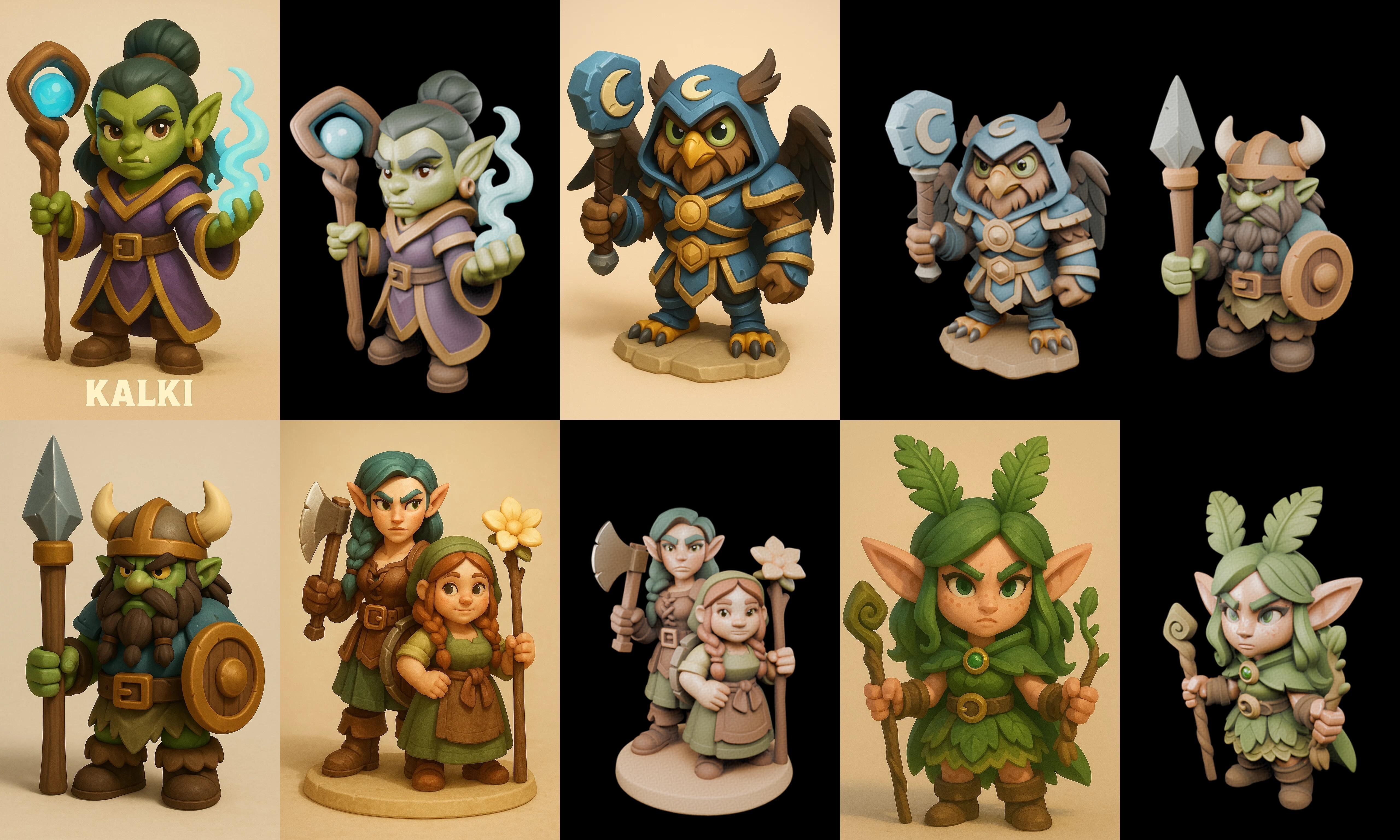 Role Play Fantasy Character bundle 35 pack 100 glb Low-poly 3D model_19