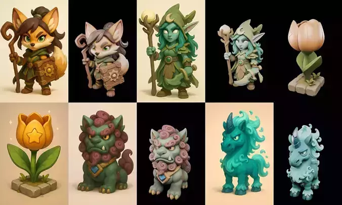 Role Play Fantasy Character bundle 35 pack 100 glb