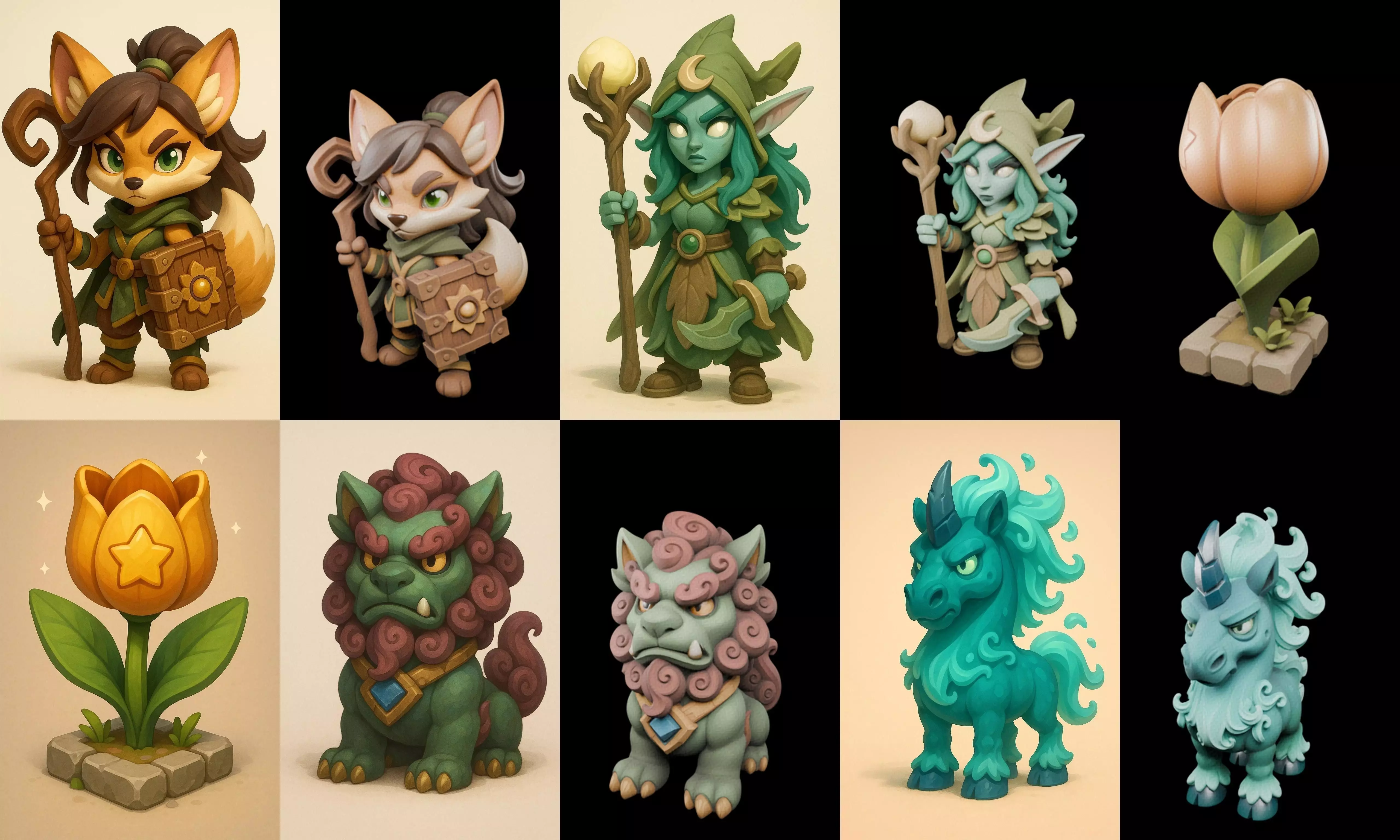 Role Play Fantasy Character bundle 35 pack 100 glb Low-poly 3D model_0