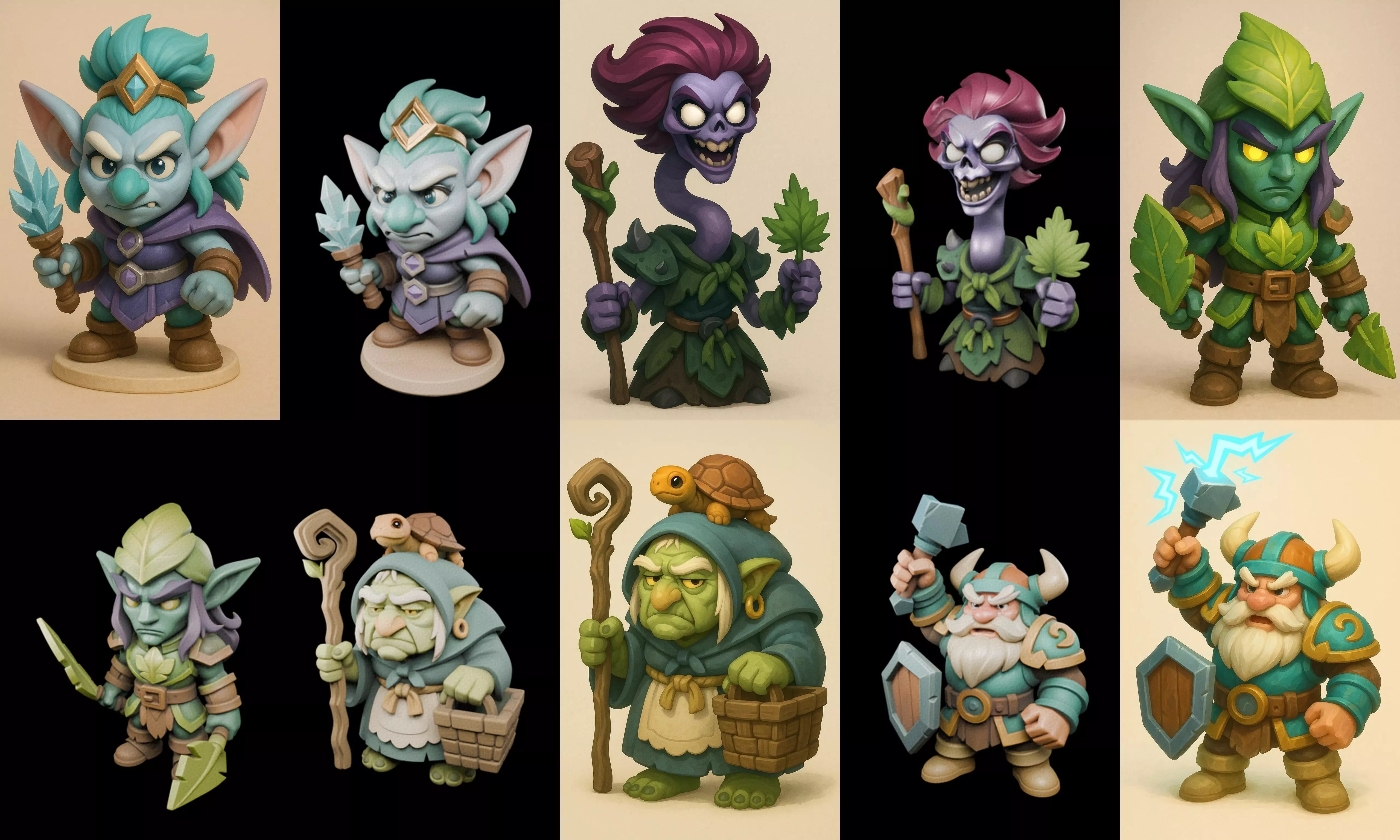 Role Play Fantasy Character bundle 34 pack 100 glb Low-poly 3D model