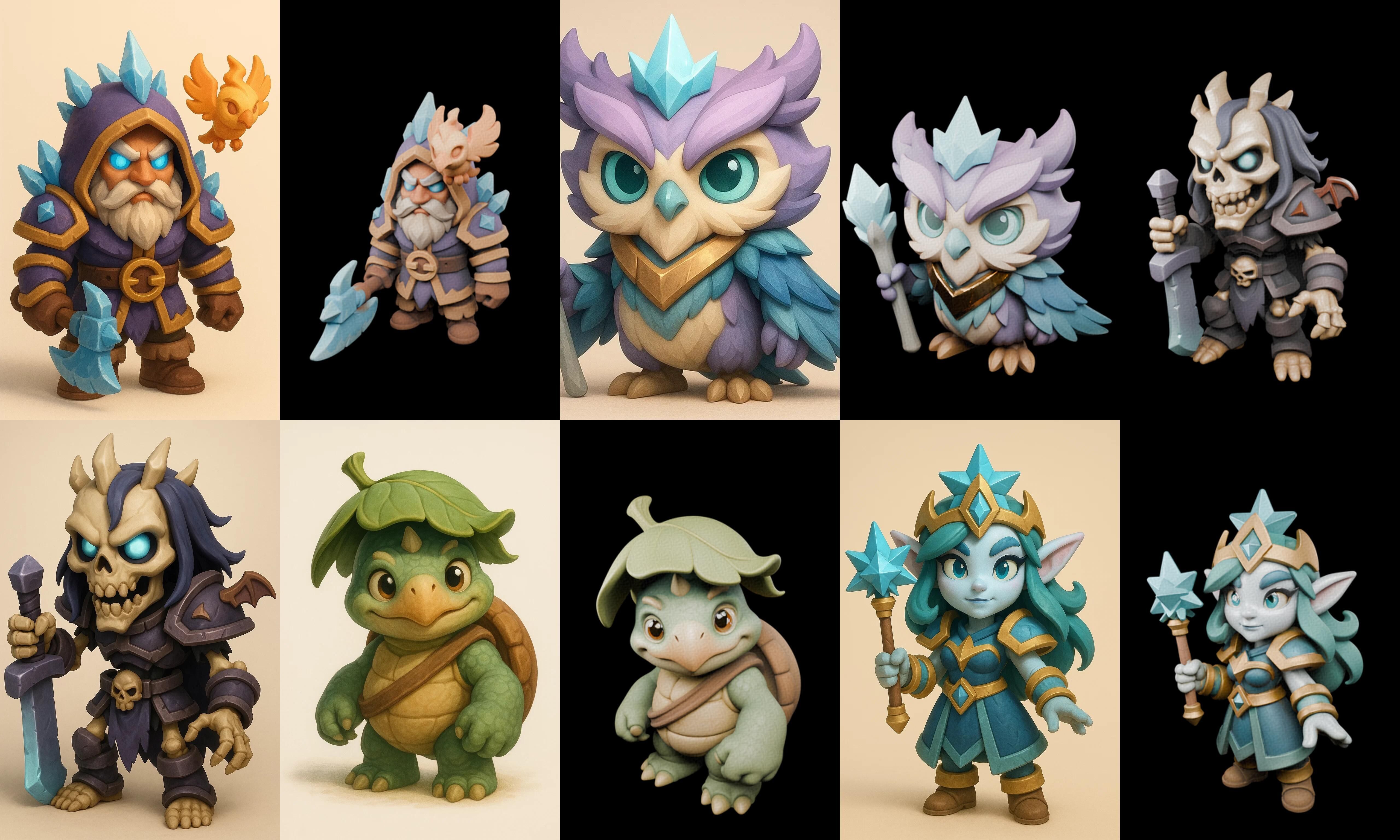 Role Play Fantasy Character bundle 33 pack 100 glb Low-poly 3D model_12