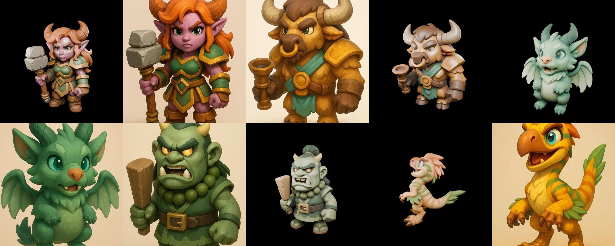 Role Play Fantasy Character bundle 33 pack 100 glb Low-poly 3D model_9