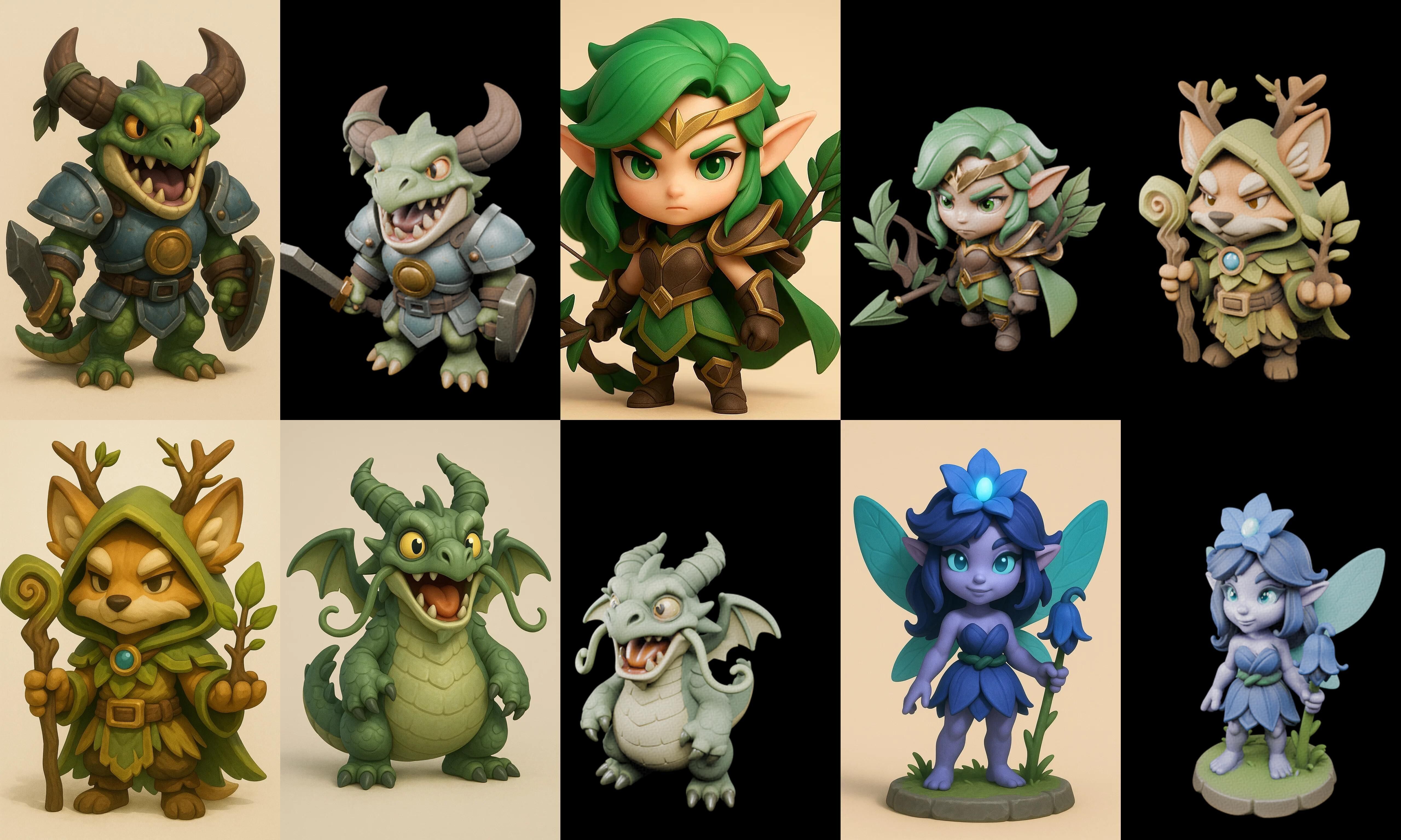 Role Play Fantasy Character bundle 33 pack 100 glb Low-poly 3D model_15