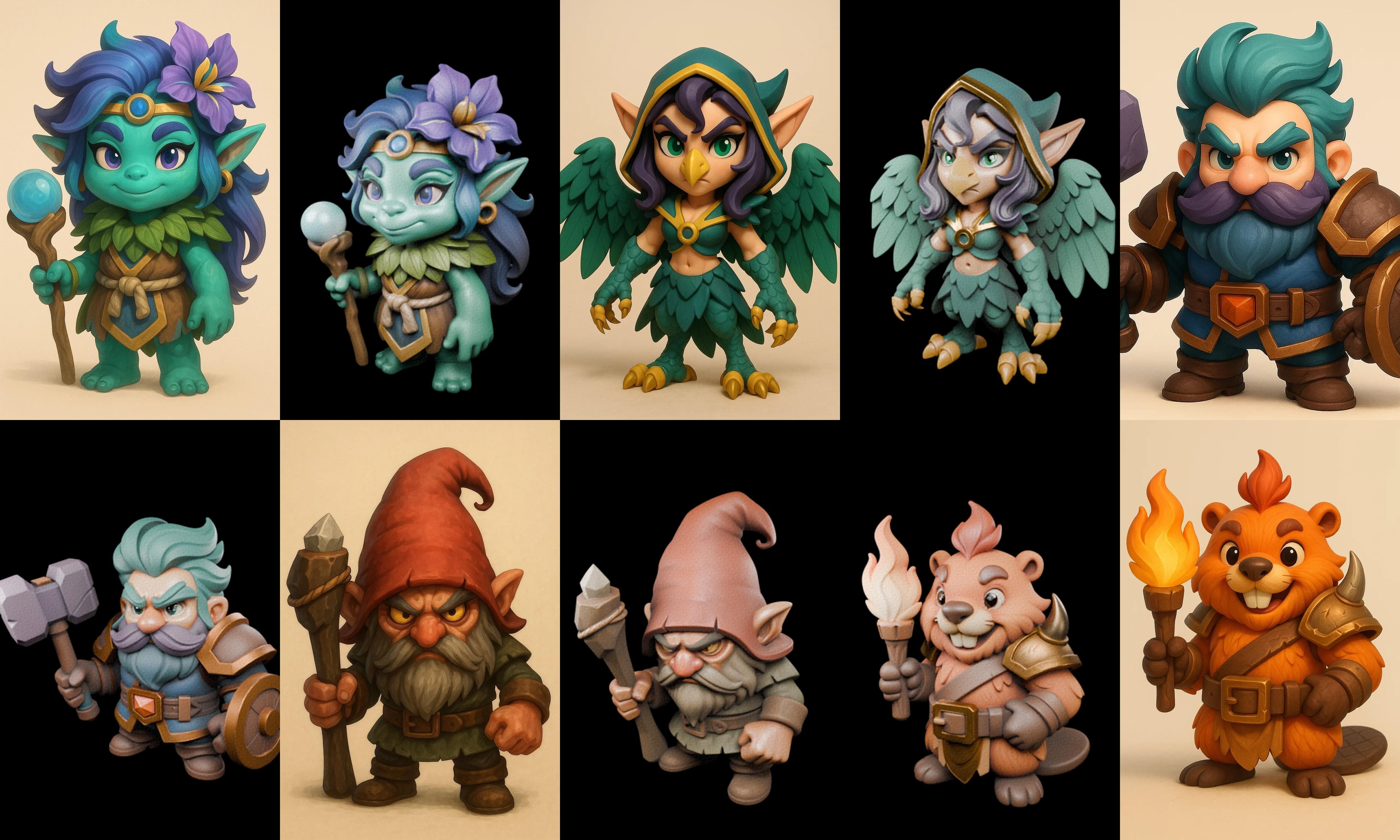 Role Play Fantasy Character bundle 33 pack 100 glb Low-poly 3D model_5